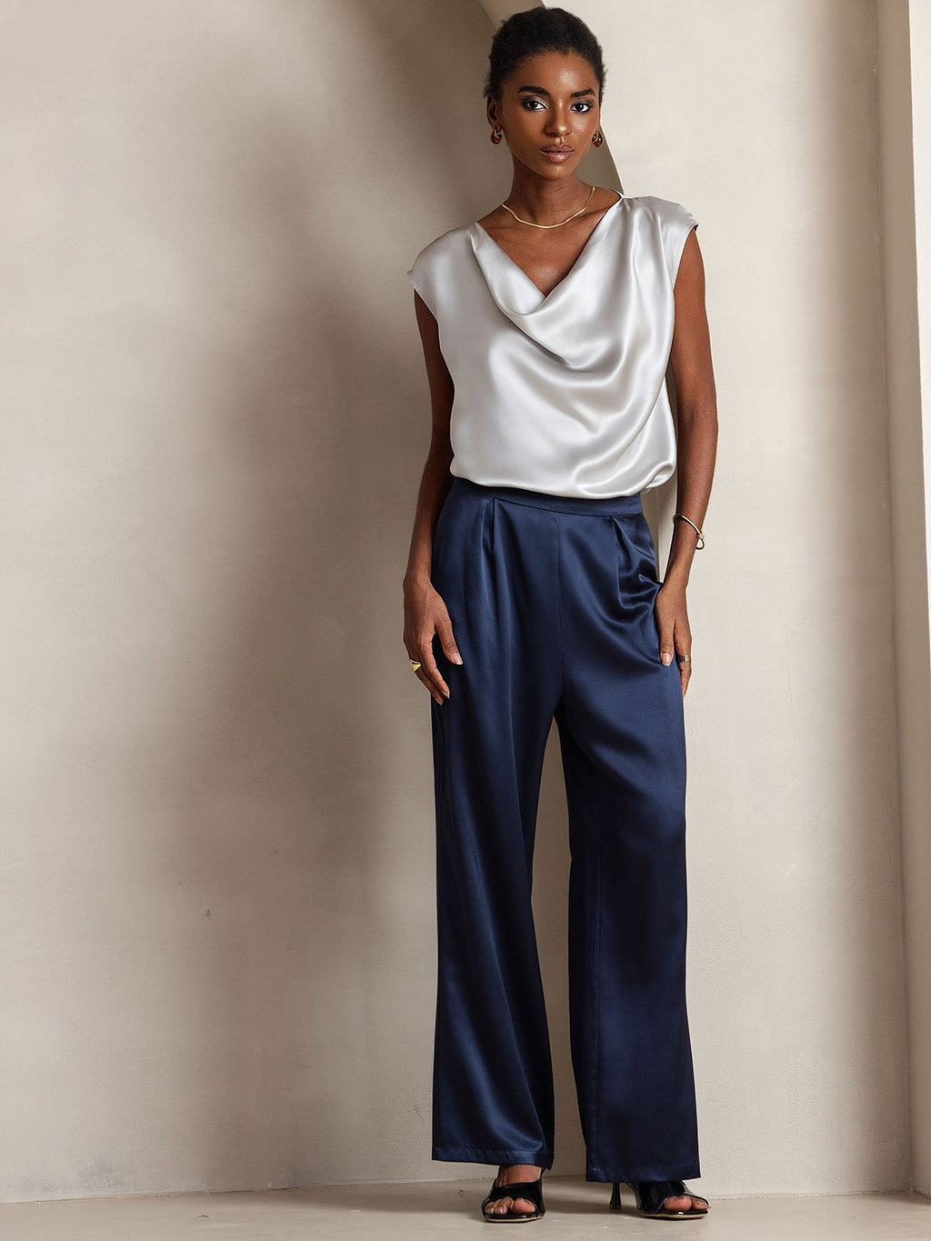 19Momme Silk High Waist Wide Leg Women's Pants