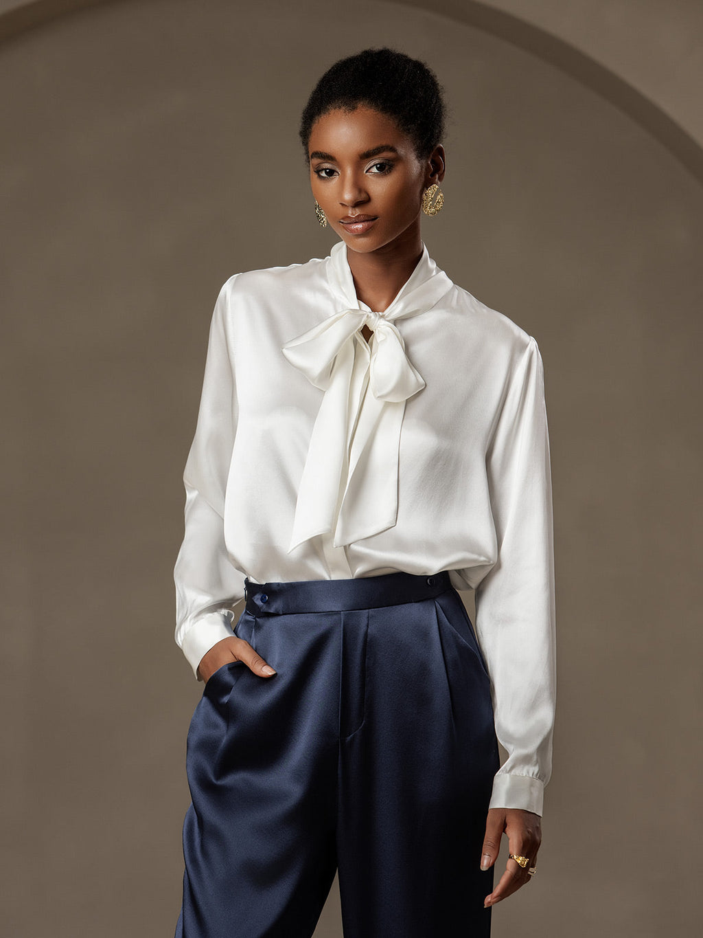 Women's 19Momme Silk High Waist Tapered Pants