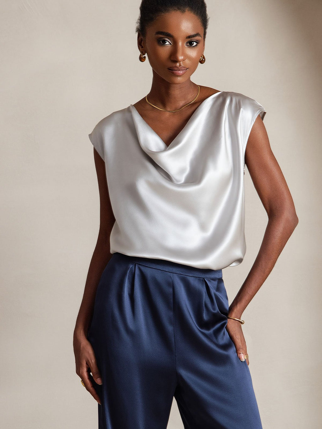 19Momme Silk High Waist Wide Leg Women's Pants