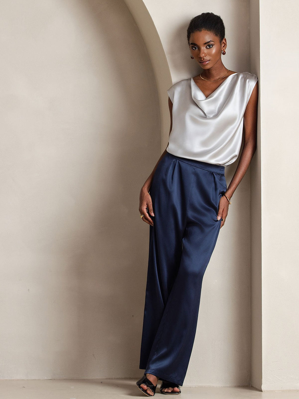 19Momme Silk High Waist Wide Leg Women's Pants