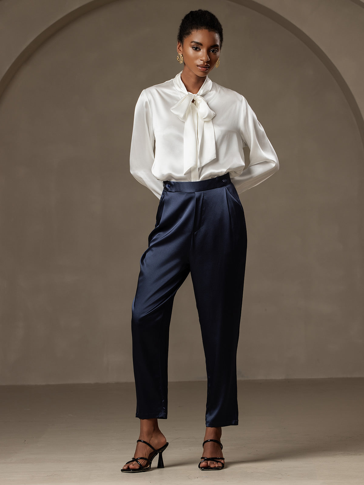 Women's 19Momme Silk High Waist Tapered Pants
