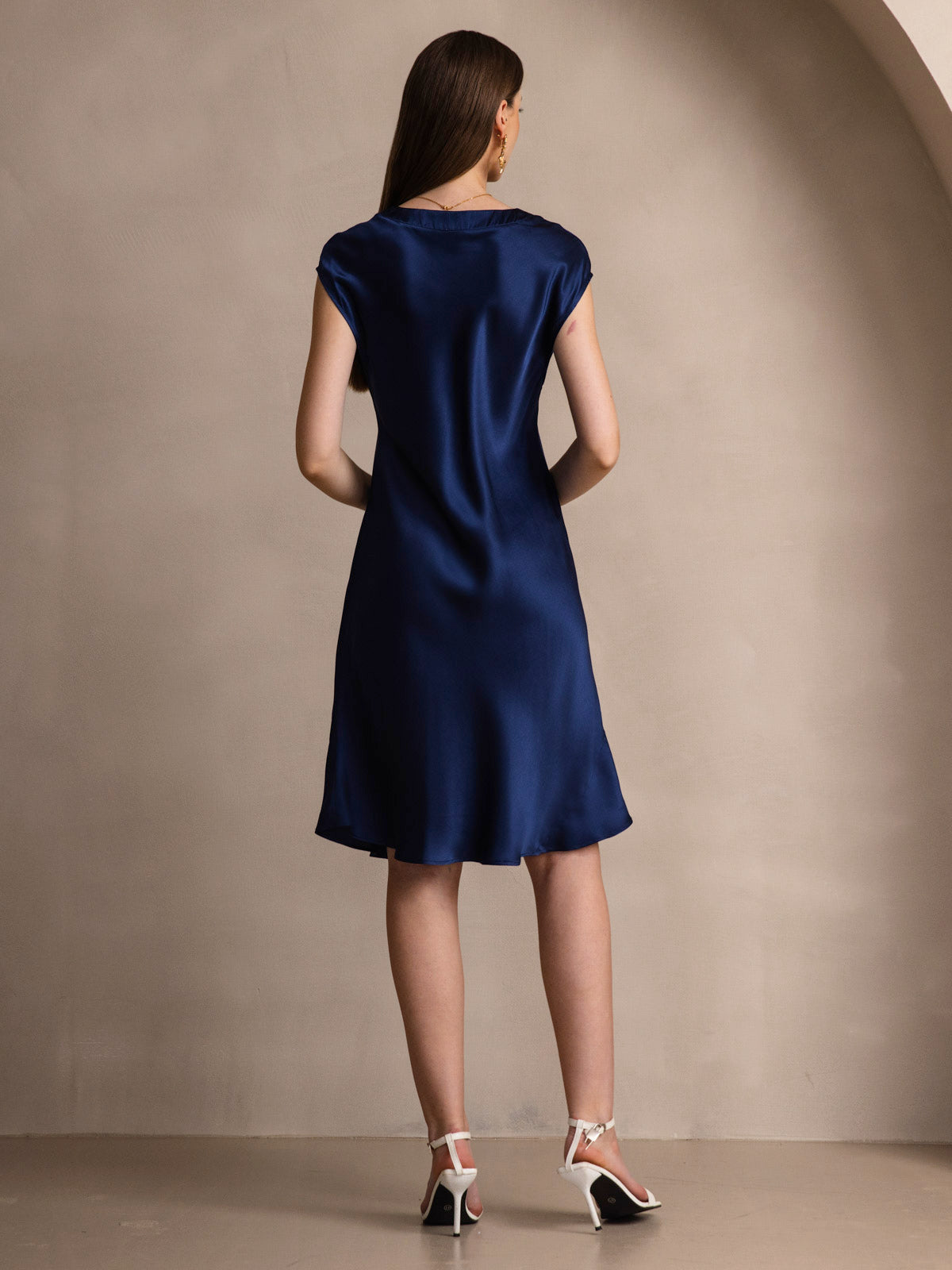 Pure Silk Elegant Cap Sleeve Dress