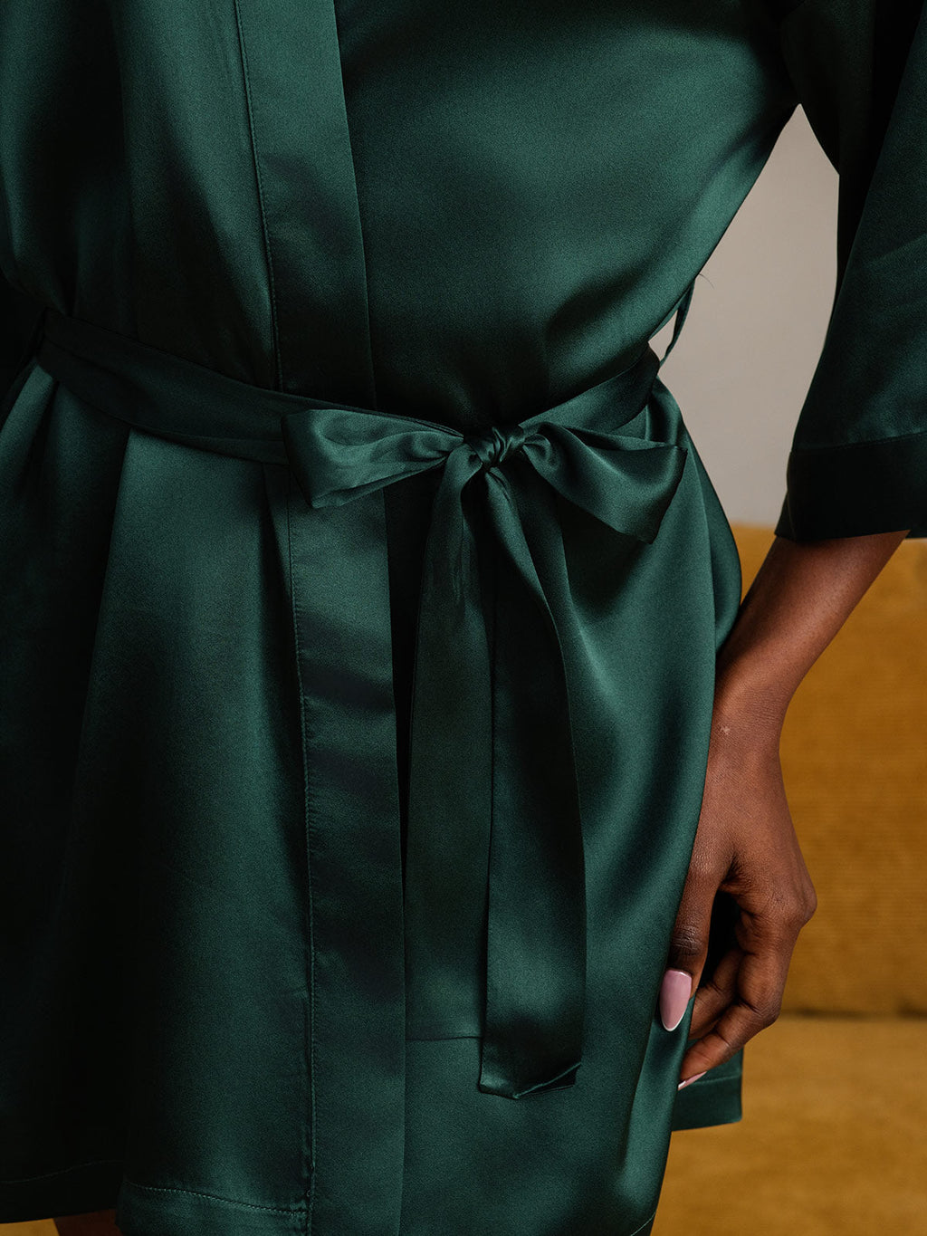 Glossy Pure Silk Kimono Robe For Women