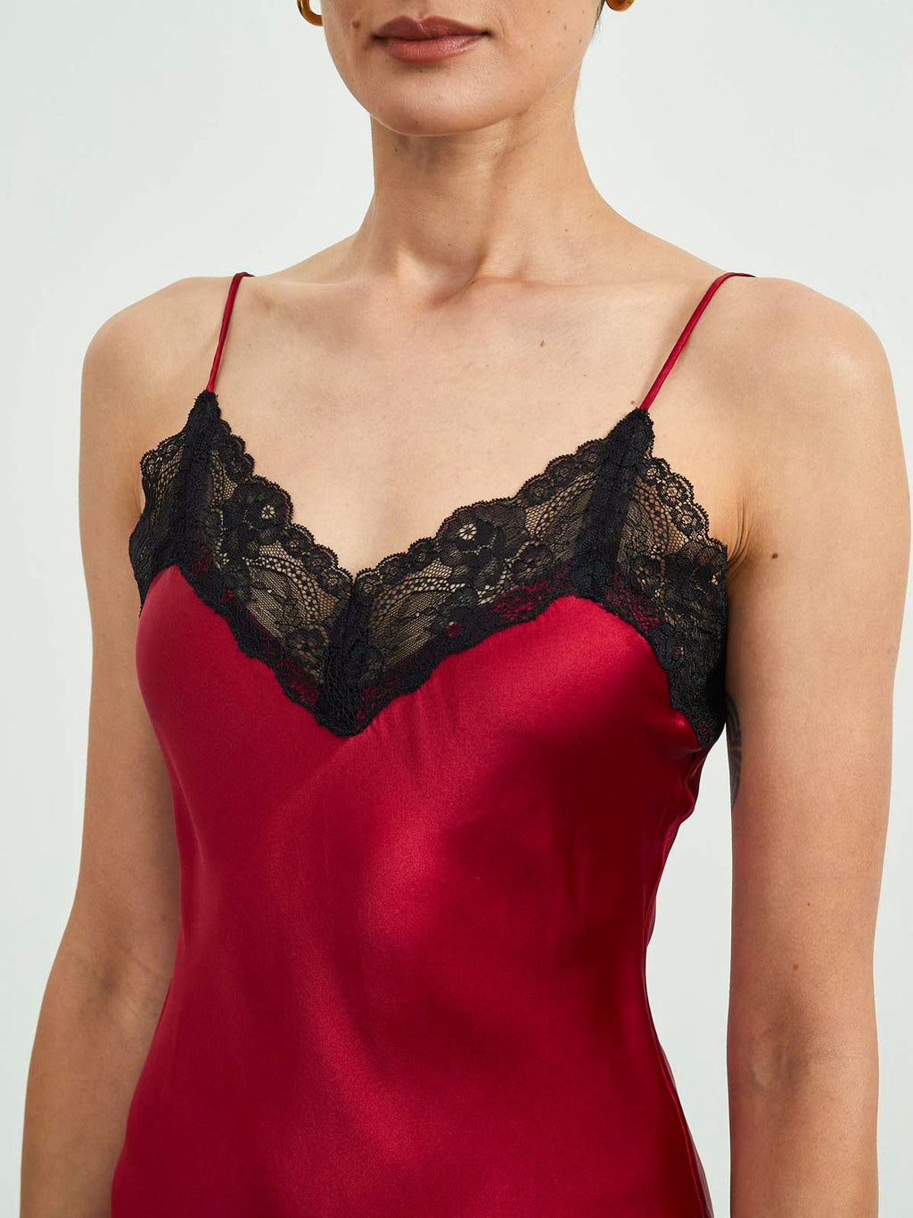 Pure Silk Spaghetti strap V-neck Short Nightgown