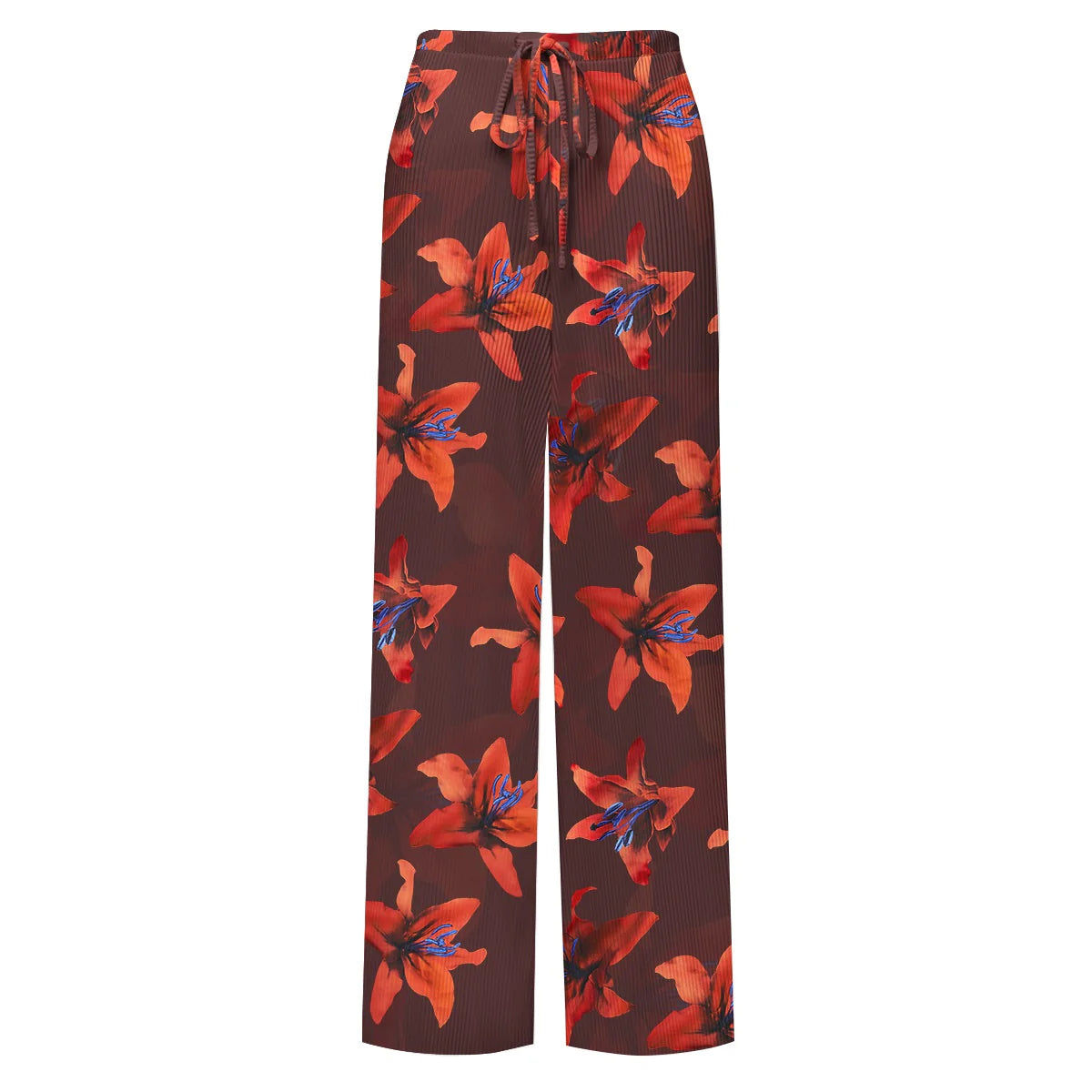 Red Lily Floral Patterns One-Piece Swimsuit&Pants