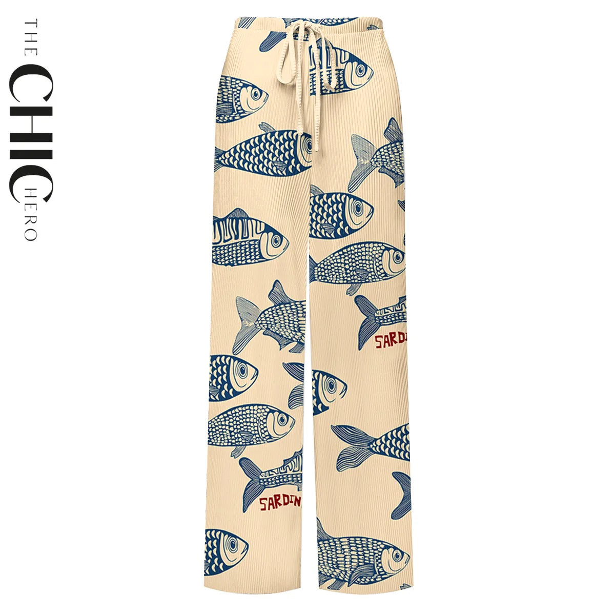 Nautical Sketch Sardine Print One-Piece Swimsuit&Skirt&Pants