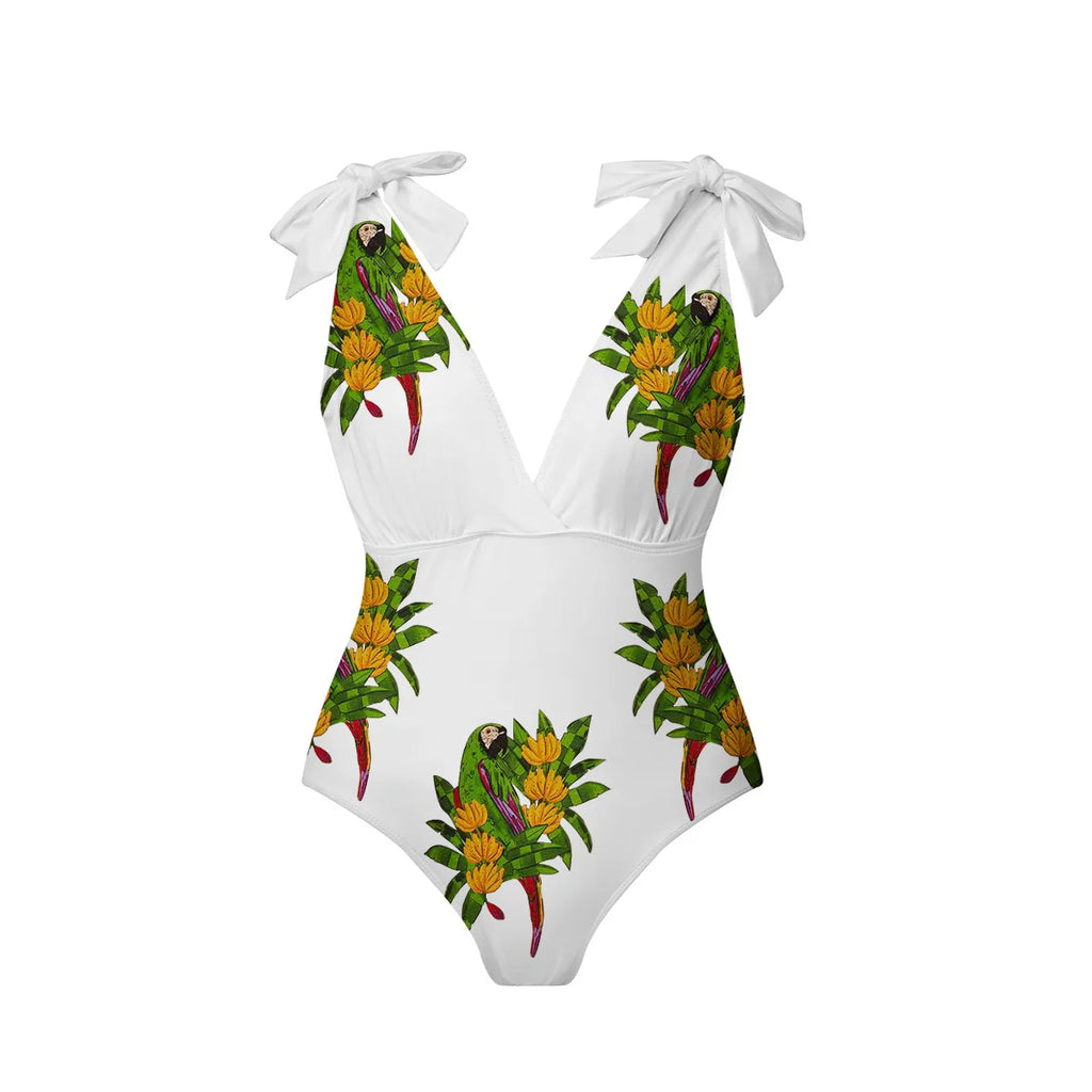 Tropical Parrot Print Boho Jungle Vibes  One-Piece Swimsuit&Skirt