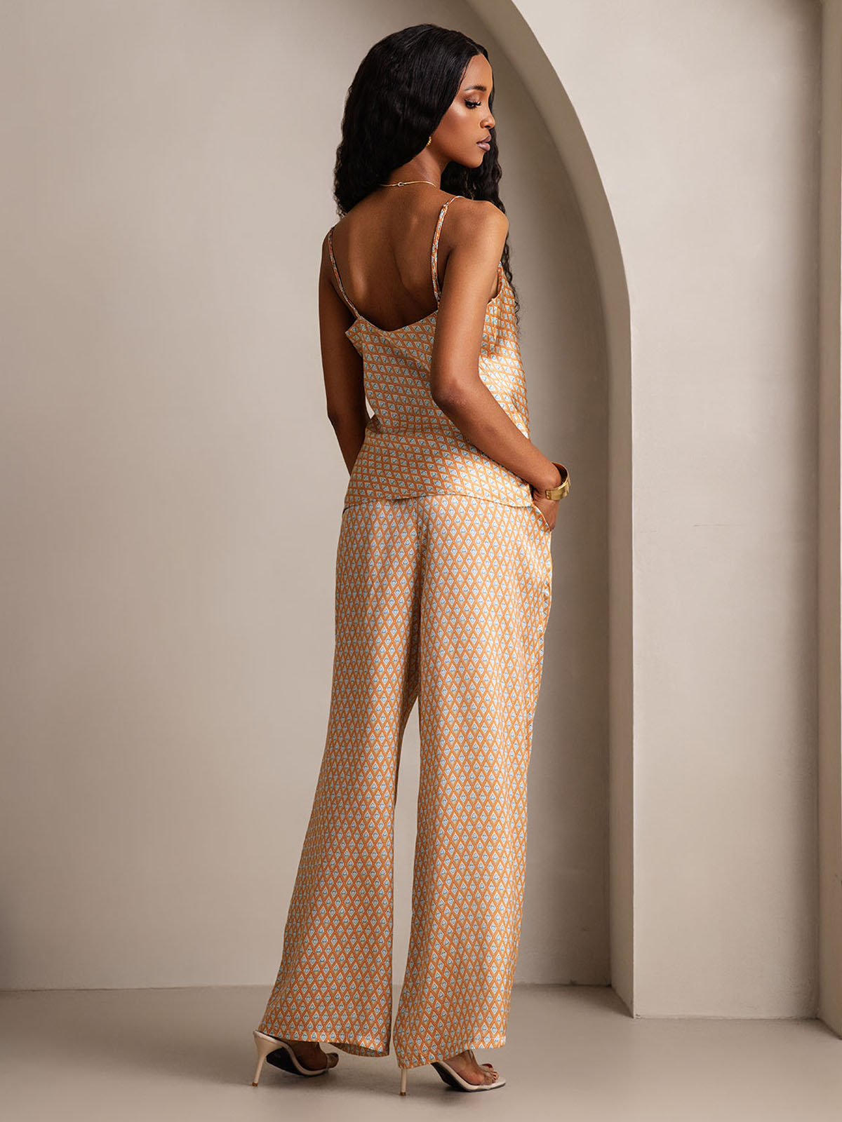 Pure Silk Cami & Wide Leg Pants Pajama Set