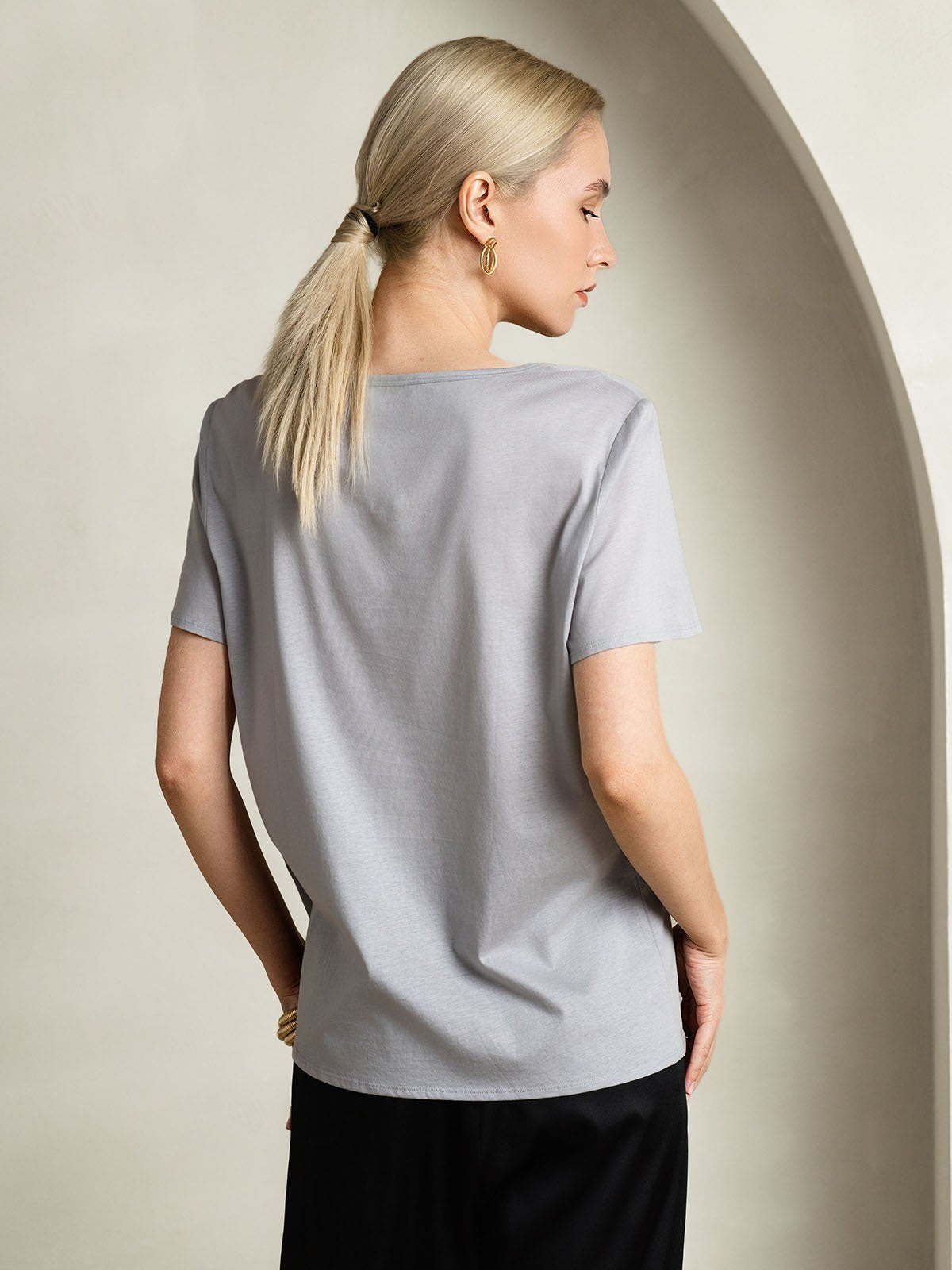 Silk Blend V-neck Women's T-Shirt