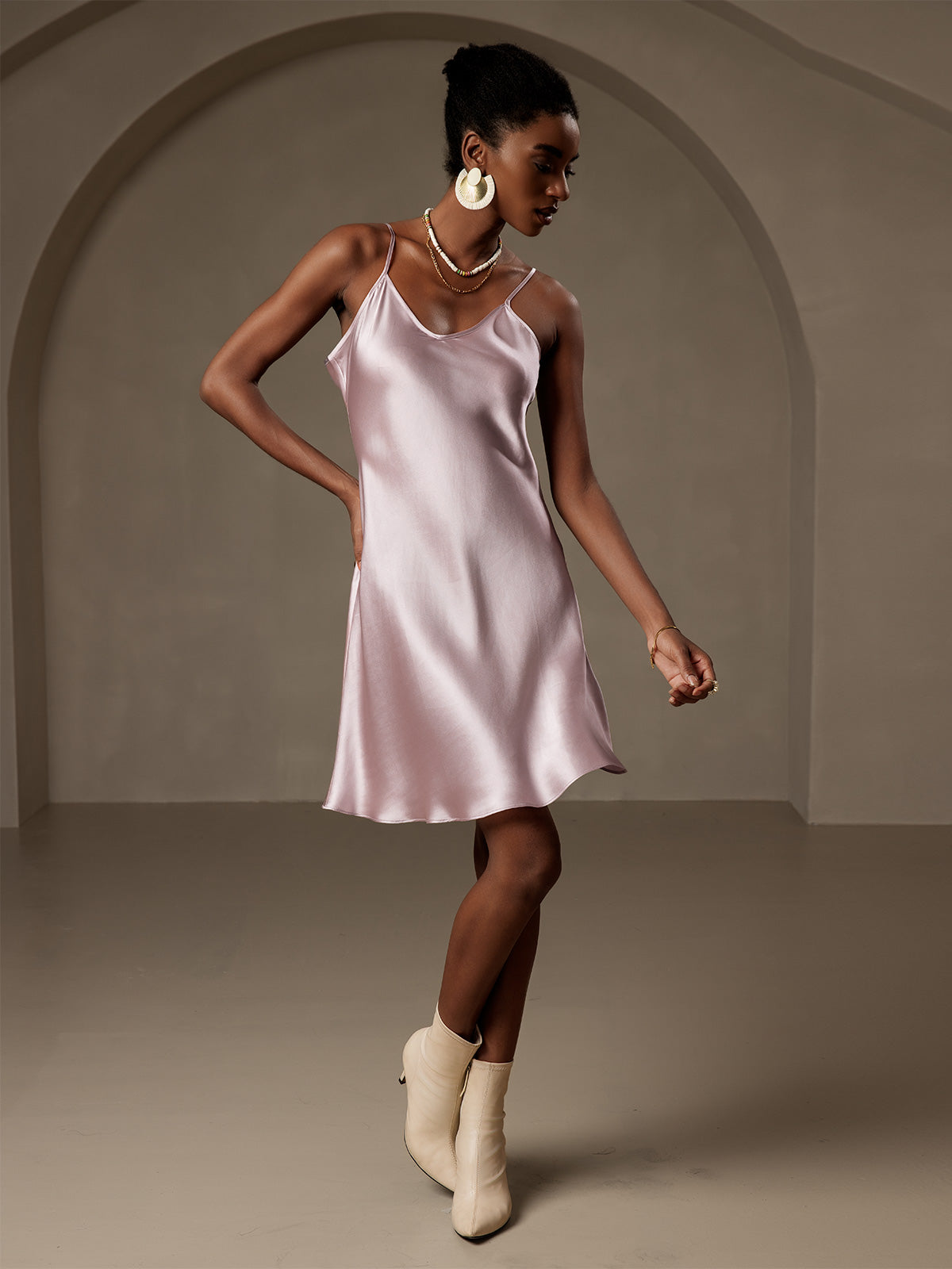 Pure Silk Short Spaghetti Straps Slip Dress