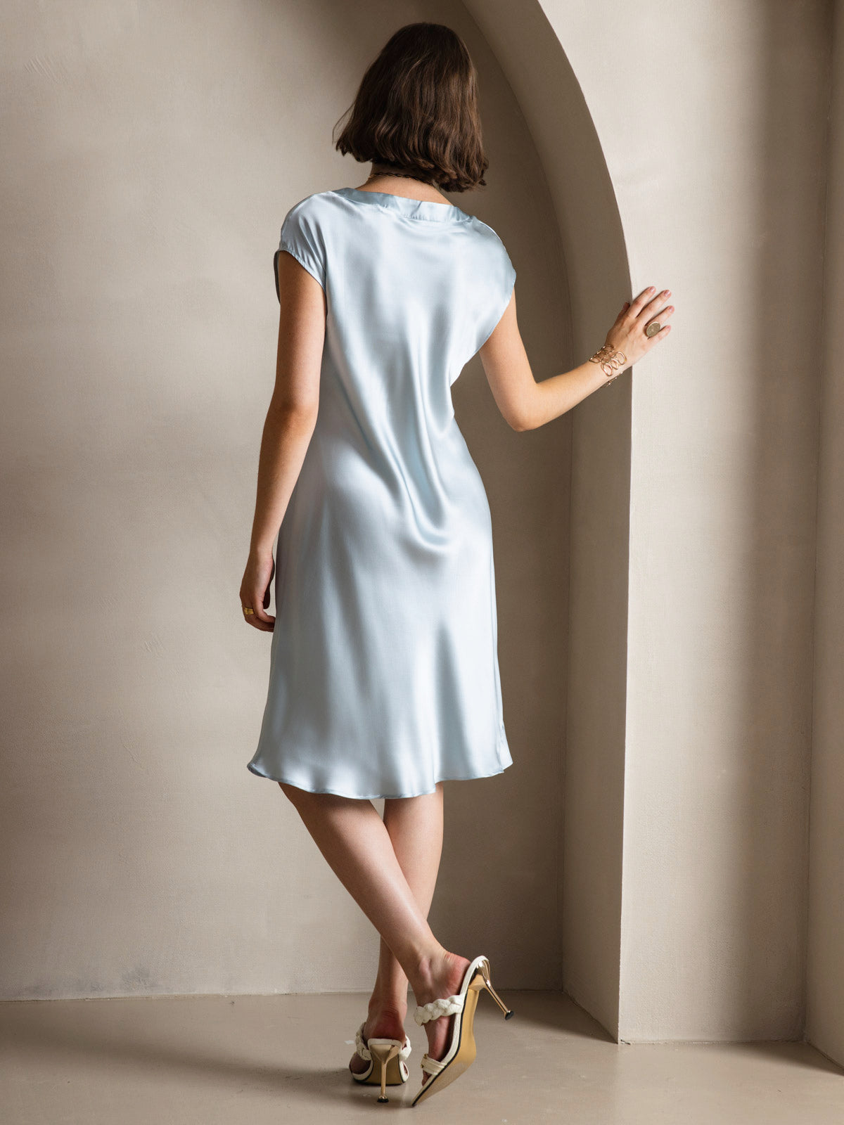 Pure Silk Elegant Cap Sleeve Dress