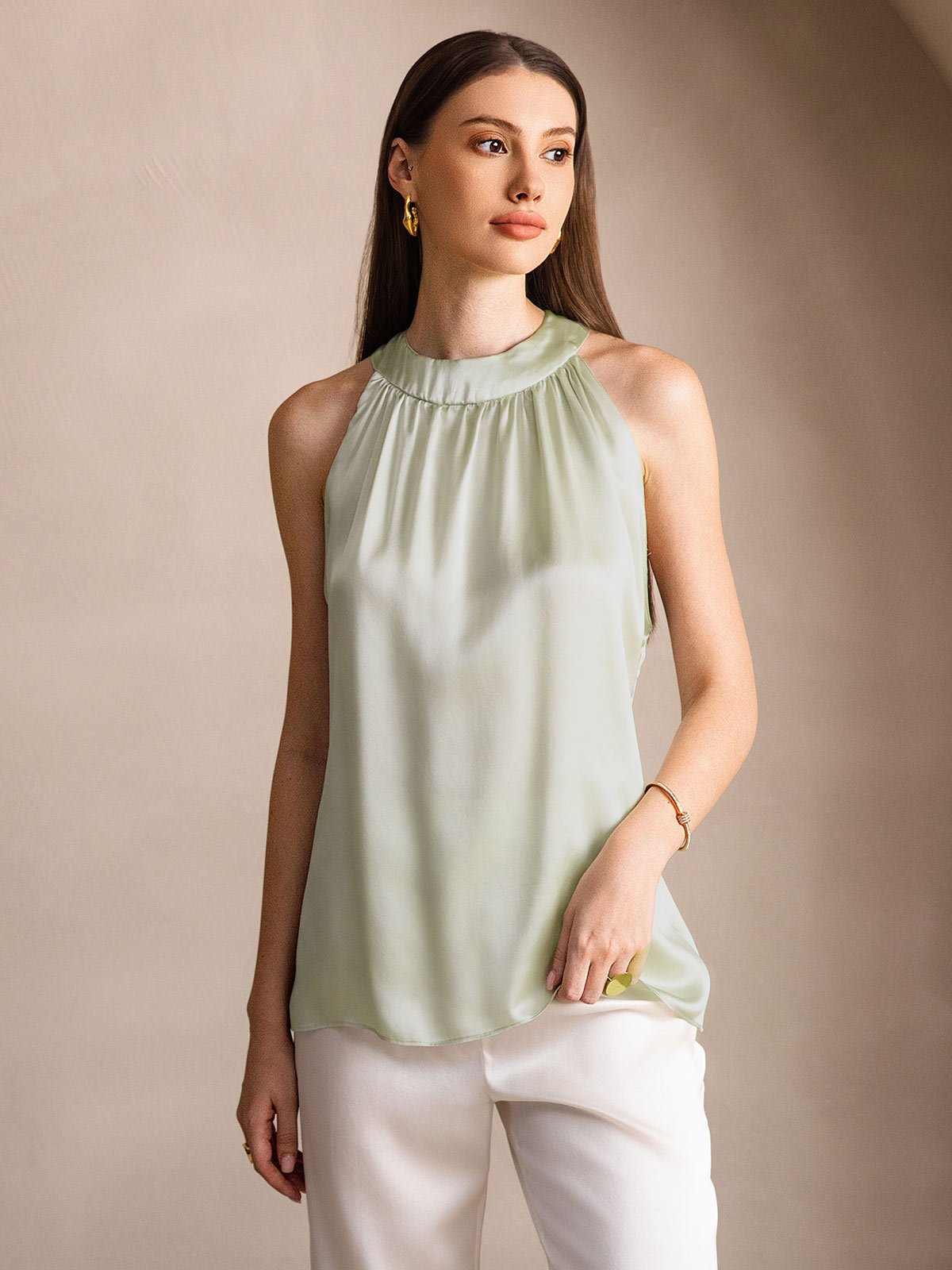 19Momme Silk Relaxed Sleeveless Halter Top