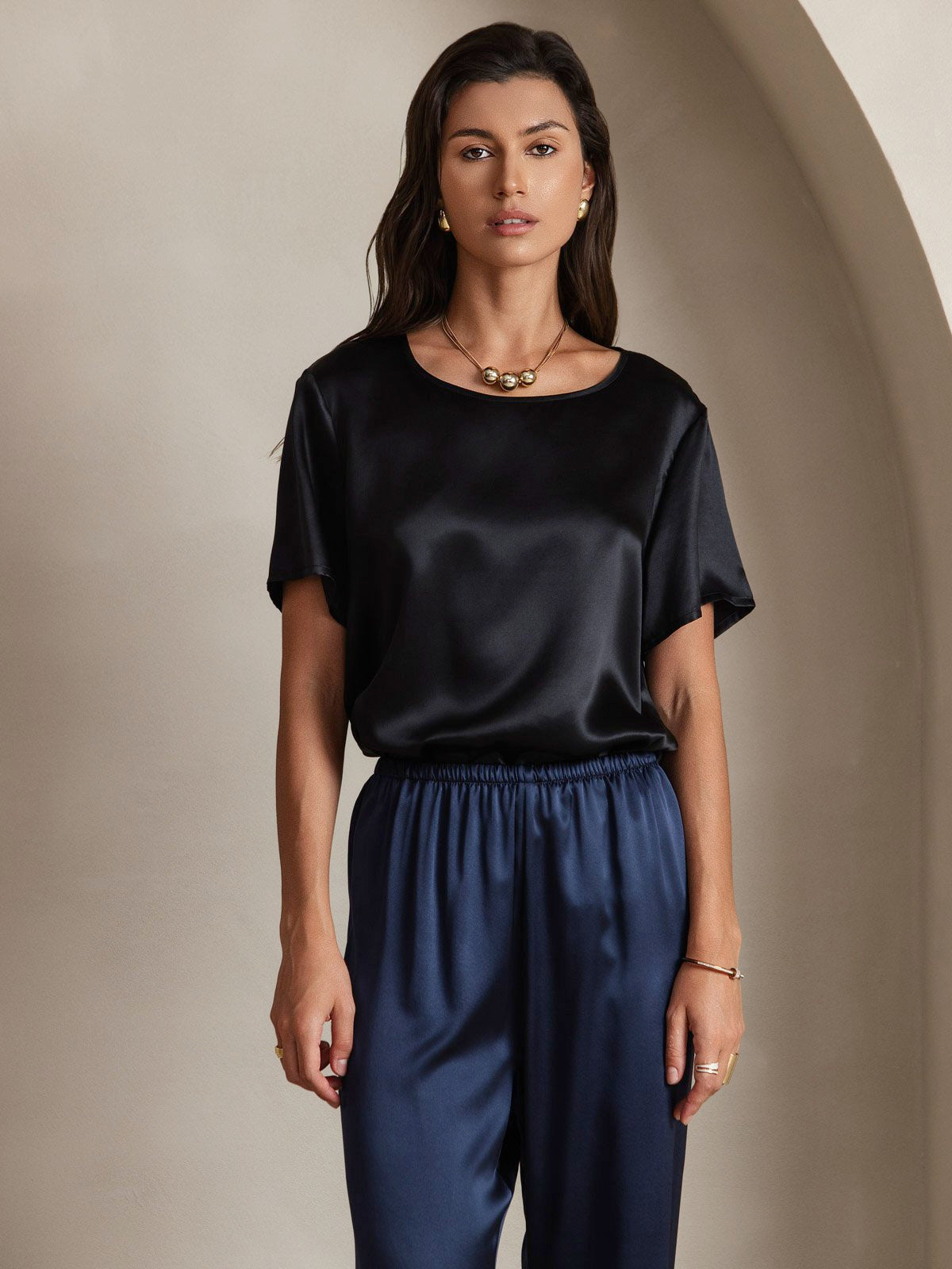 Pure Silk Short Sleeve T-shirt (pants not included)