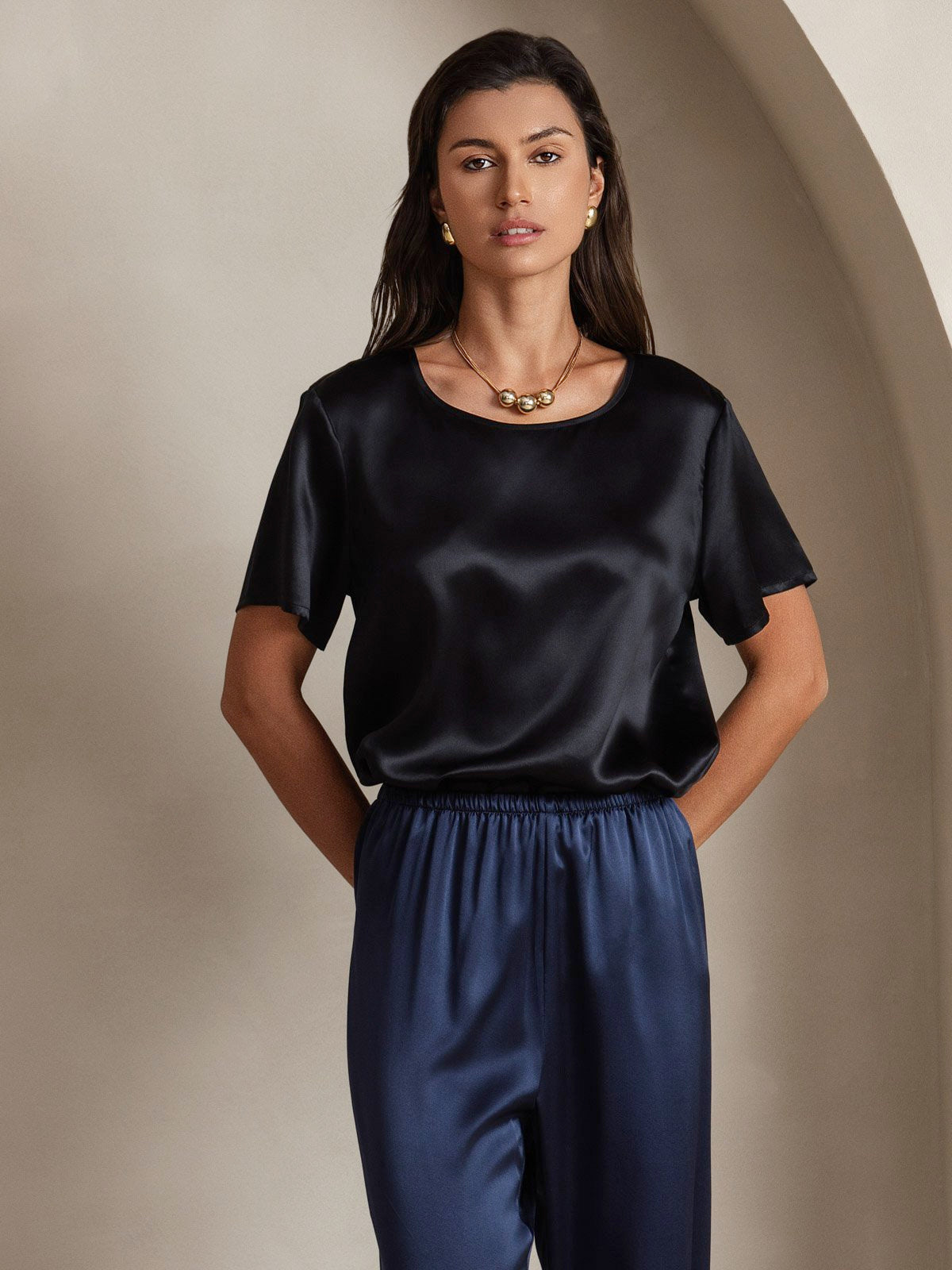 Pure Silk Short Sleeve T-shirt (pants not included)