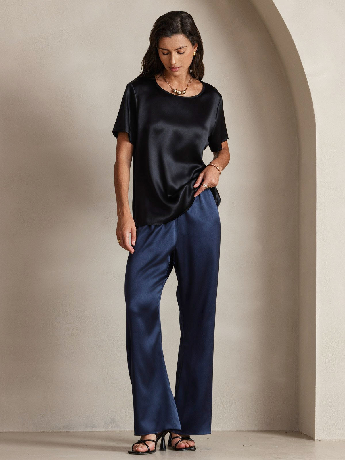 Pure Silk Short Sleeve T-shirt (pants not included)