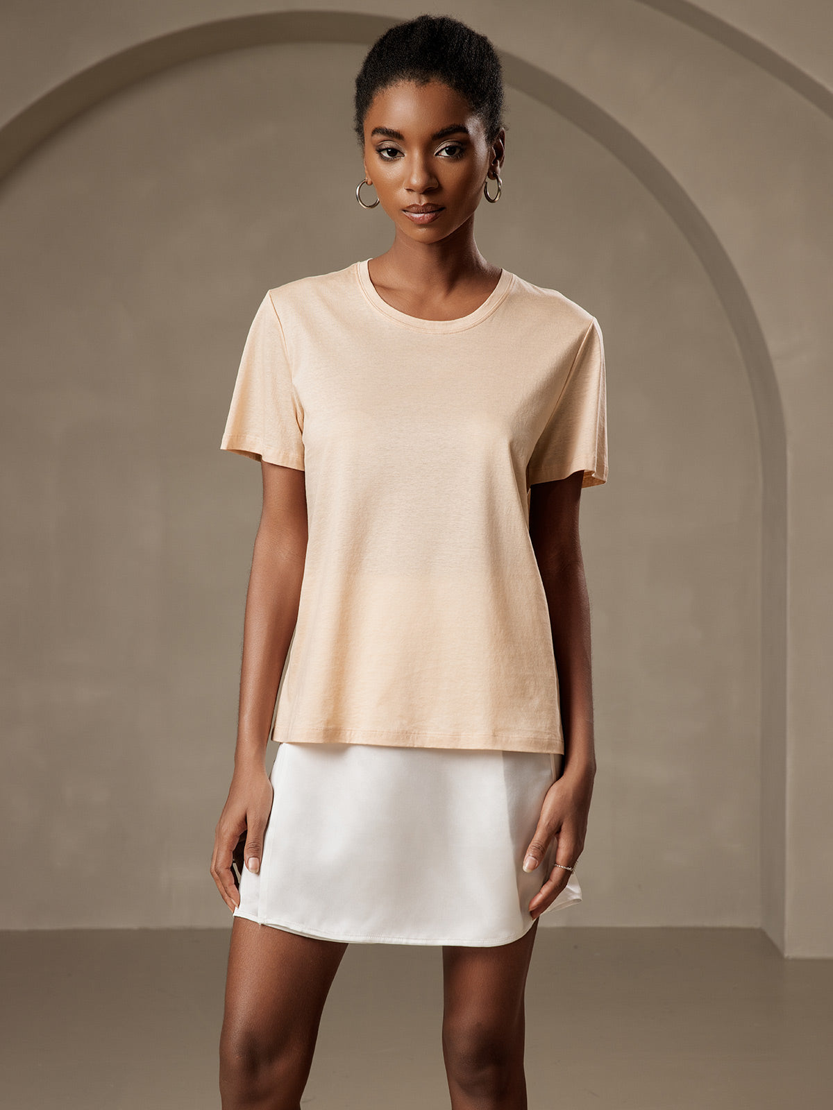 Silk Knitted Round Neck T-Shirt