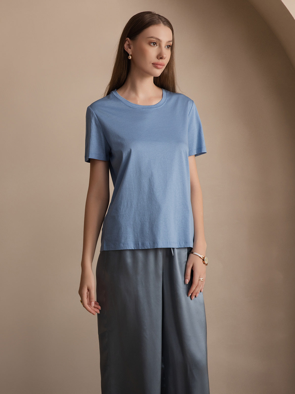 Silk Knitted Round Neck T-Shirt