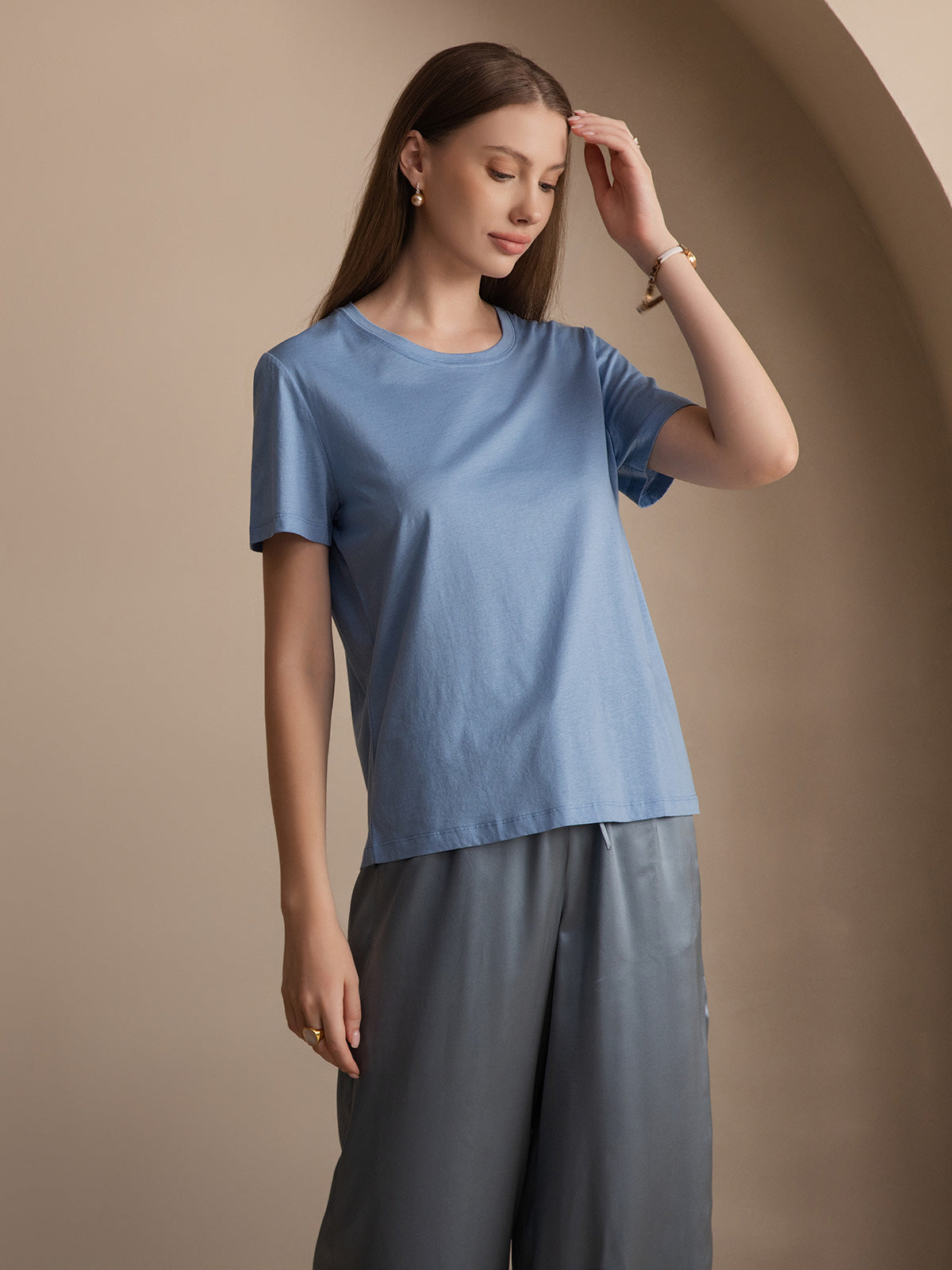 Silk Knitted Round Neck T-Shirt