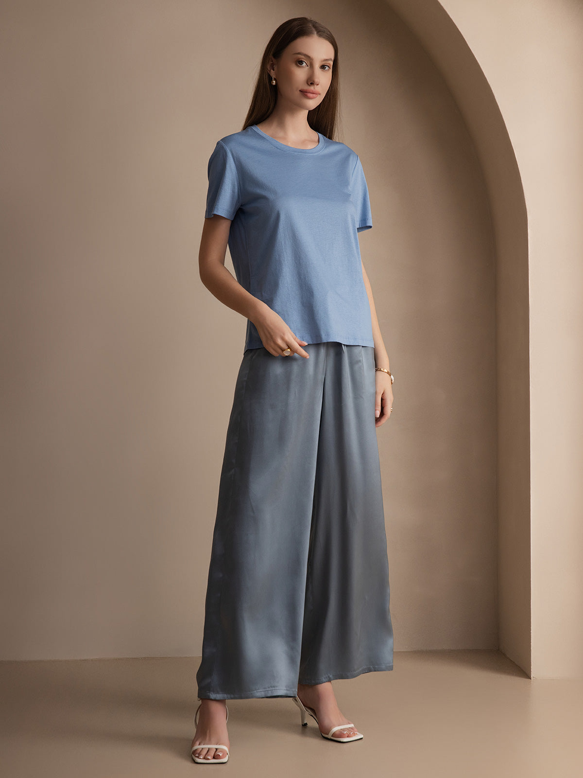 Silk Knitted Round Neck T-Shirt