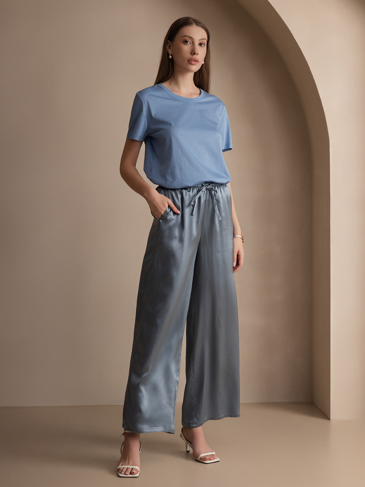 Silk Knitted Round Neck T-Shirt