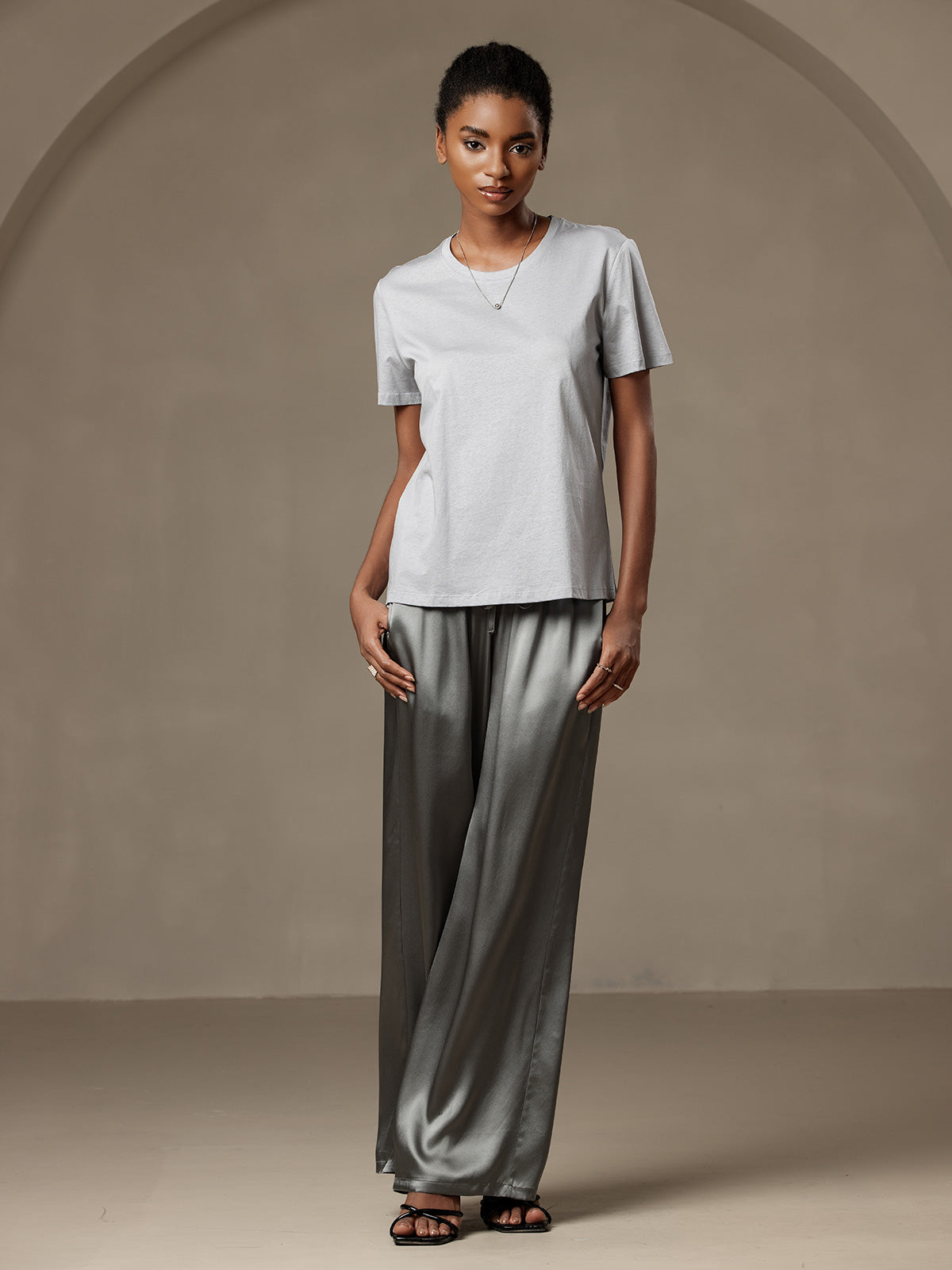 Silk Knitted Round Neck T-Shirt