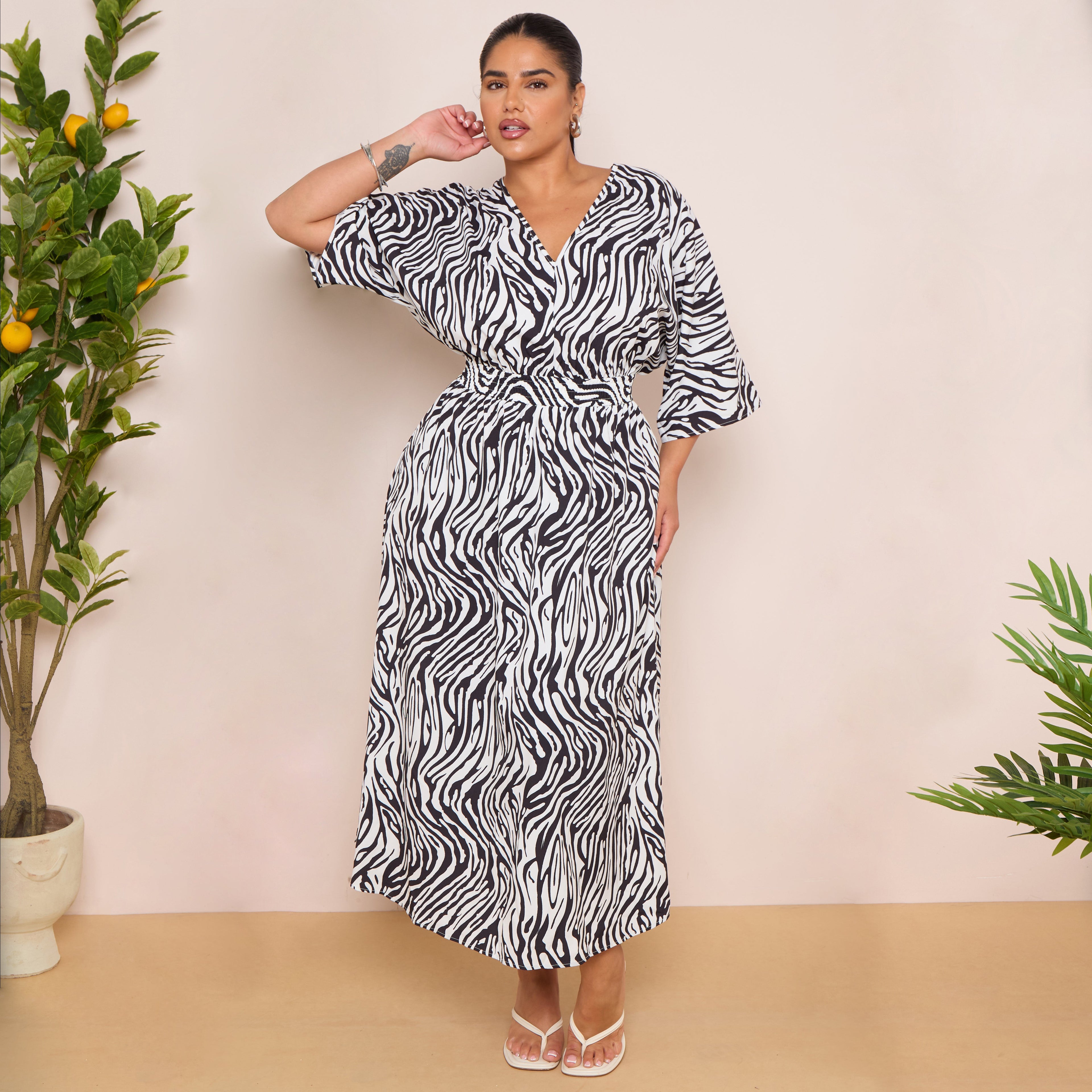 Long Sleeve Tie Back Maxi Dress in Burgundy Print