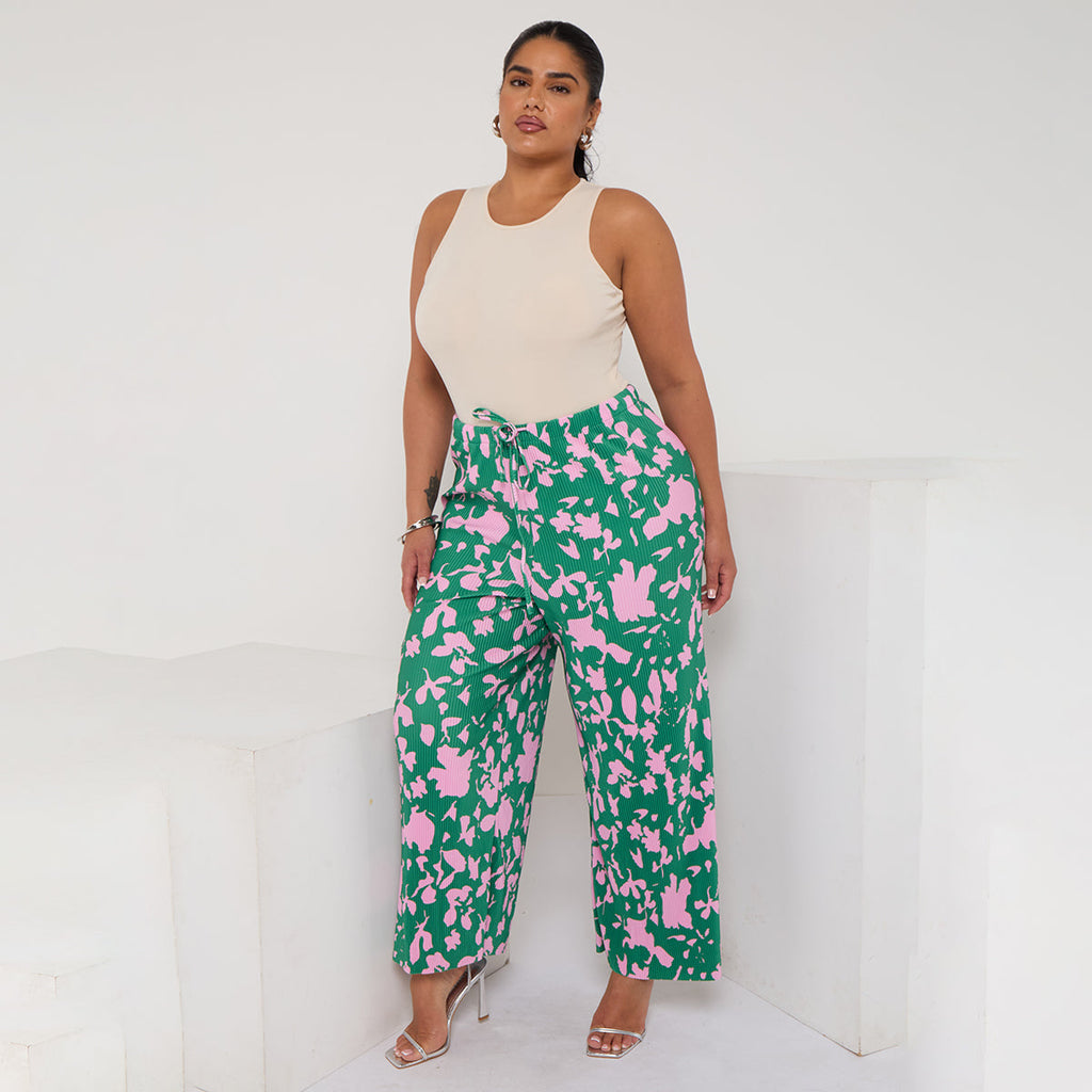 Indigo Chic Pleated Pants with Wide-Leg Trousers