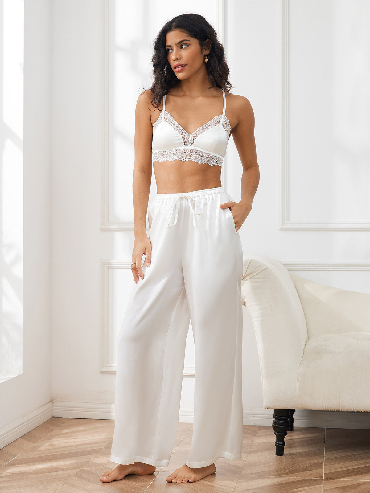 Women's Pure Silk Wide Leg Pants