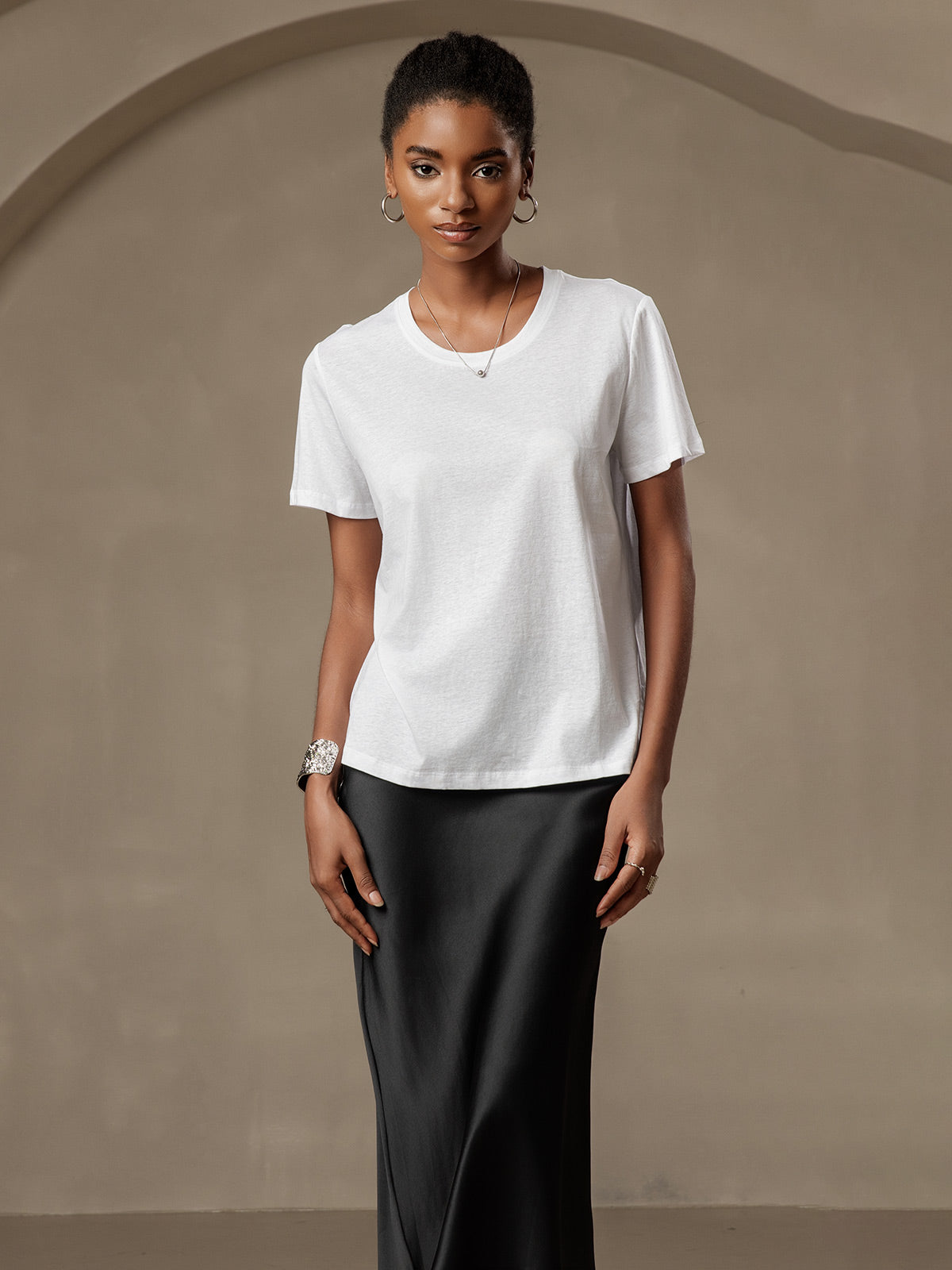 Silk Knitted Round Neck T-Shirt