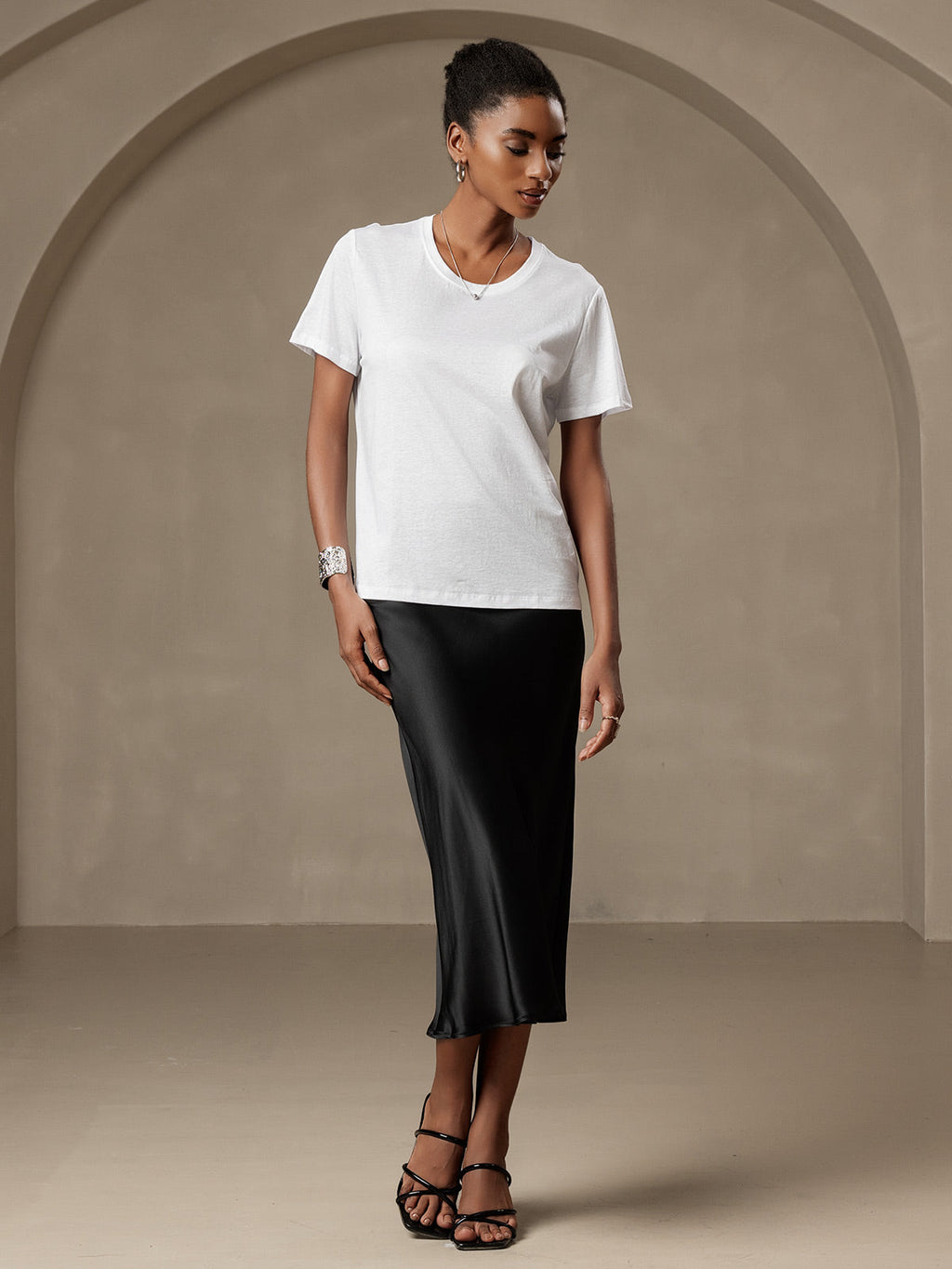 Silk Knitted Round Neck T-Shirt