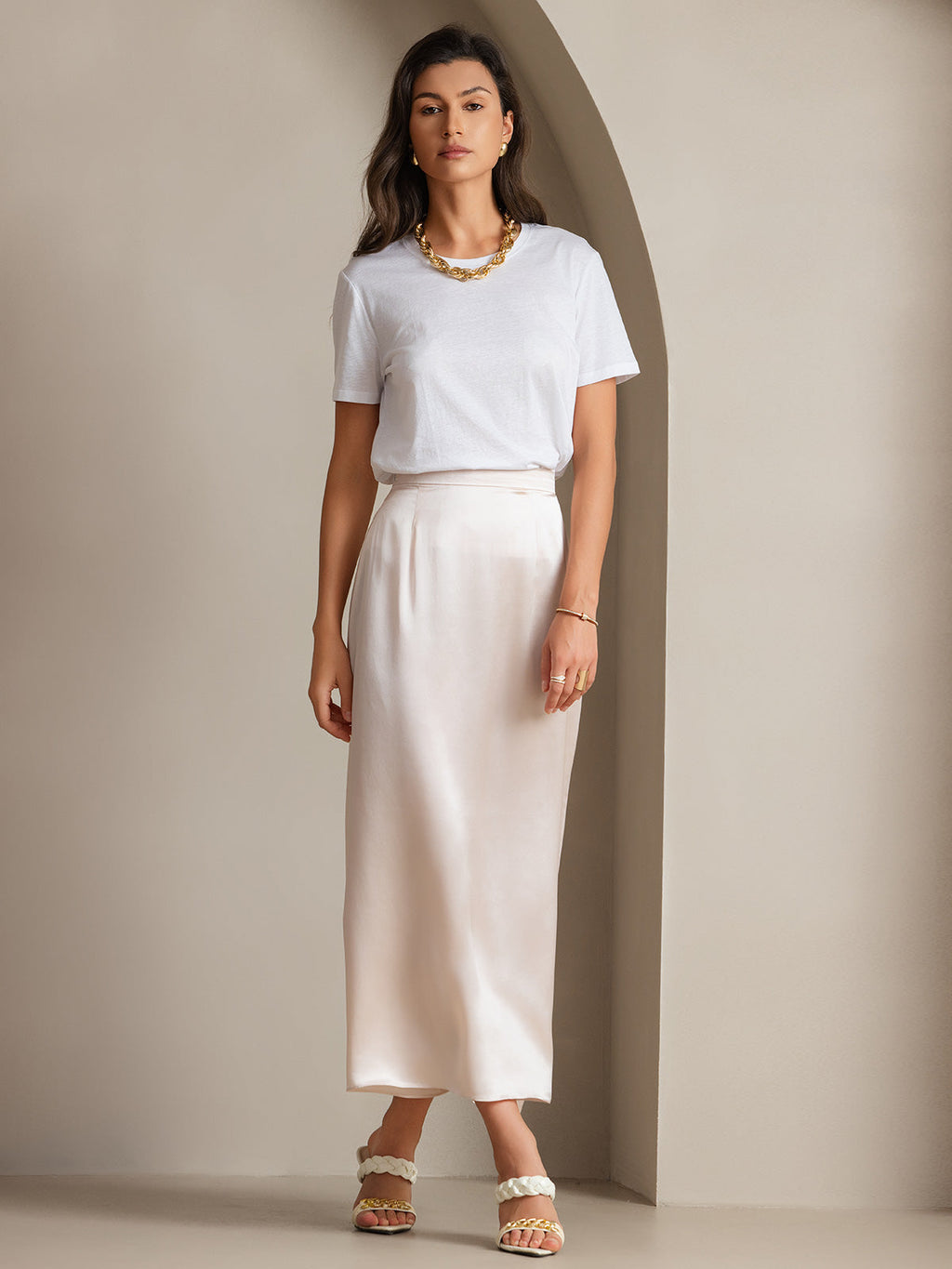 Silk Knitted Round Neck T-Shirt