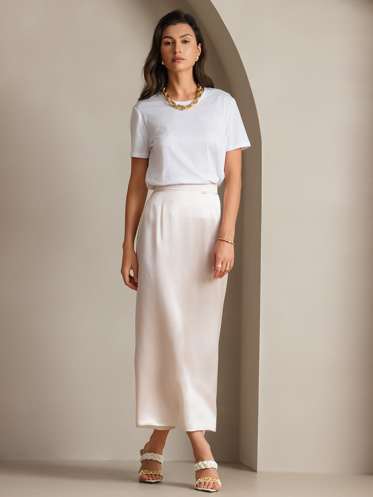 Silk Knitted Round Neck T-Shirt