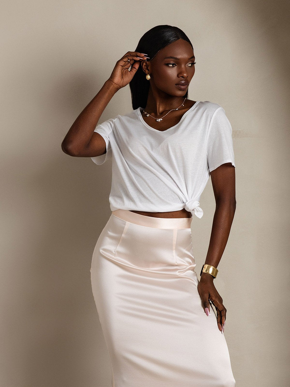 Silk Blend V-neck Women's T-Shirt