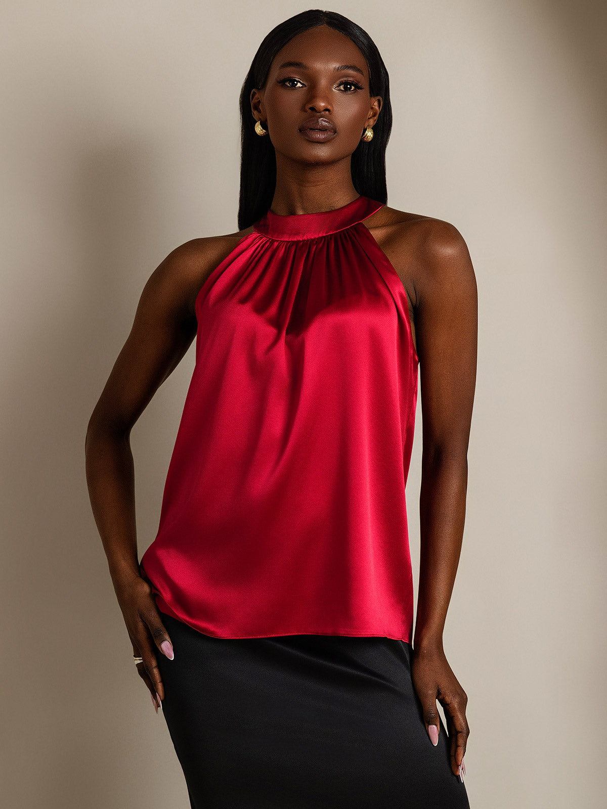 19Momme Silk Relaxed Sleeveless Halter Top