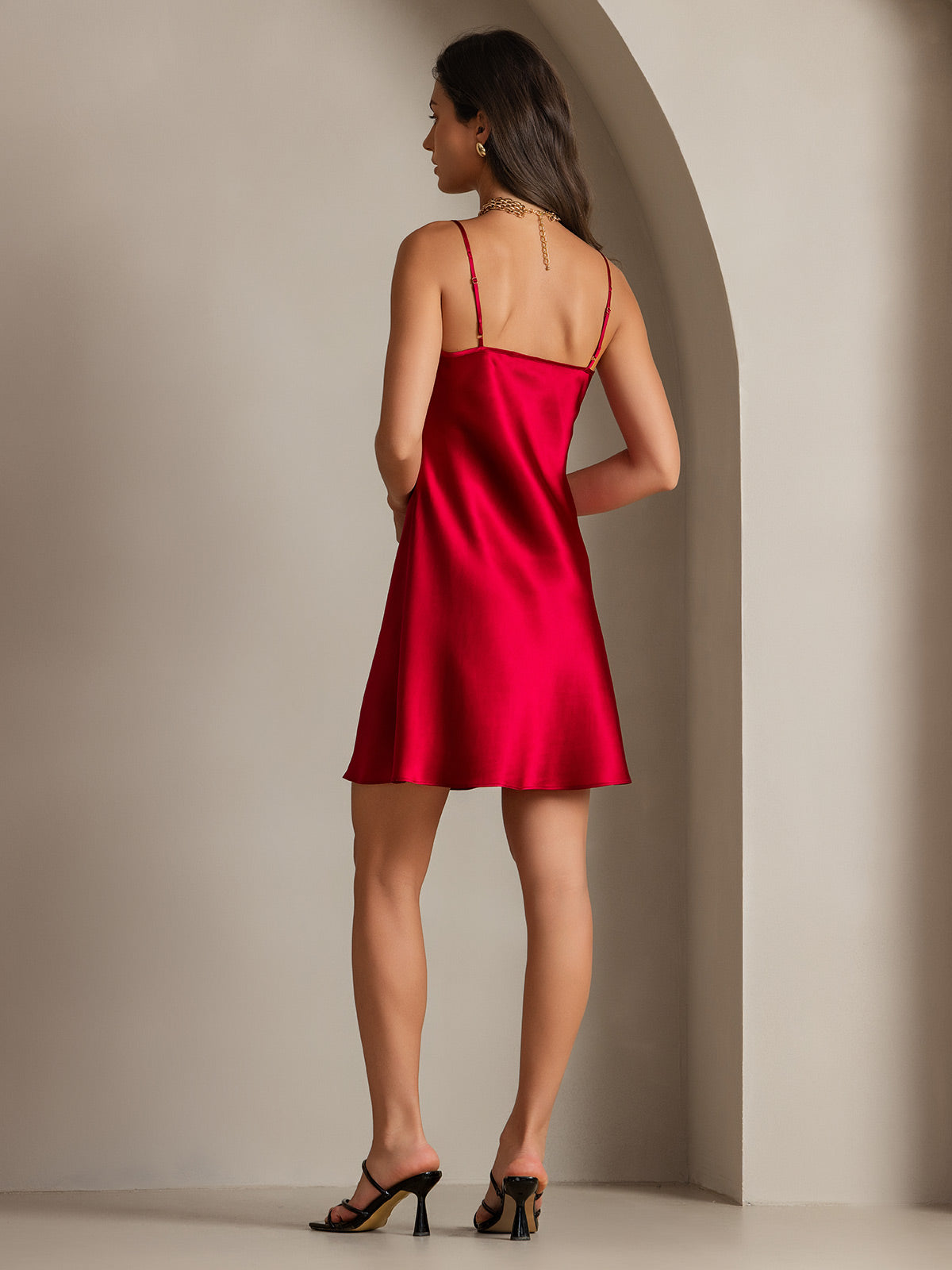 Pure Silk Short Spaghetti Straps Slip Dress