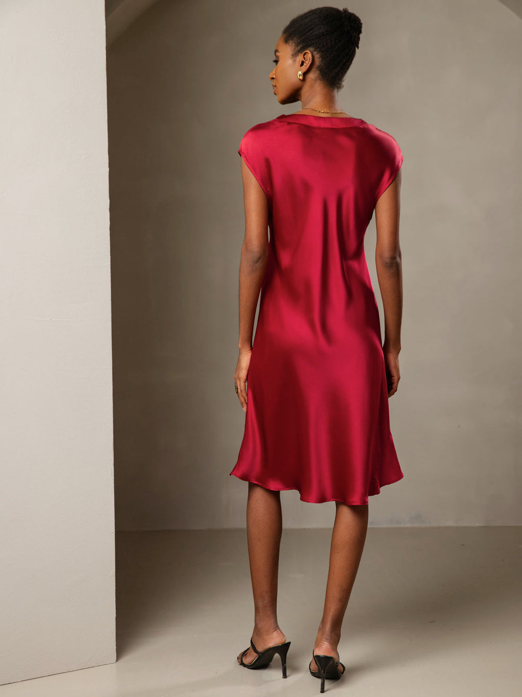 Pure Silk Elegant Cap Sleeve Dress