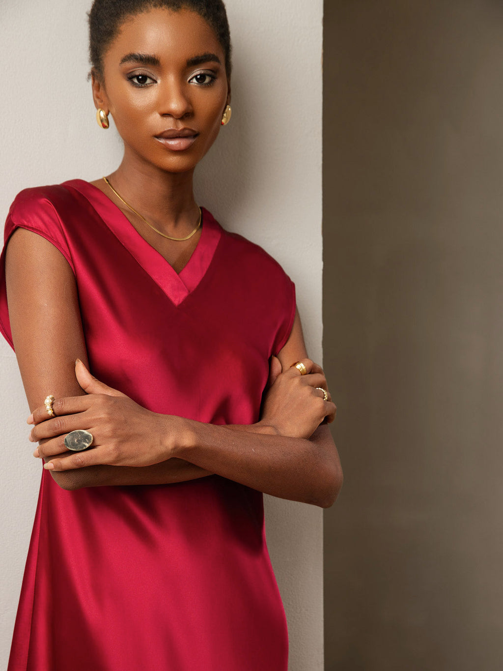 Pure Silk Elegant Cap Sleeve Dress