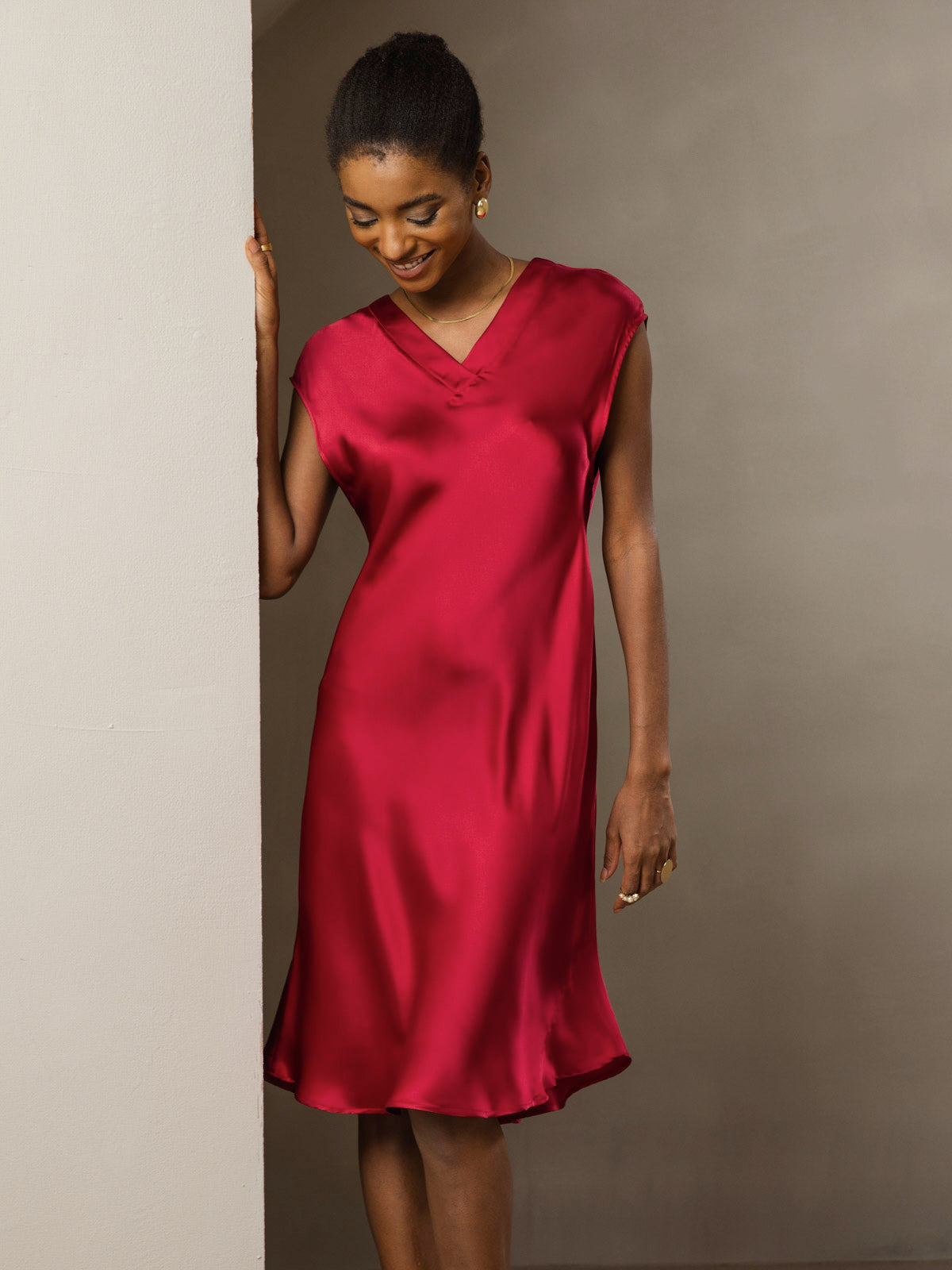 Pure Silk Elegant Cap Sleeve Dress