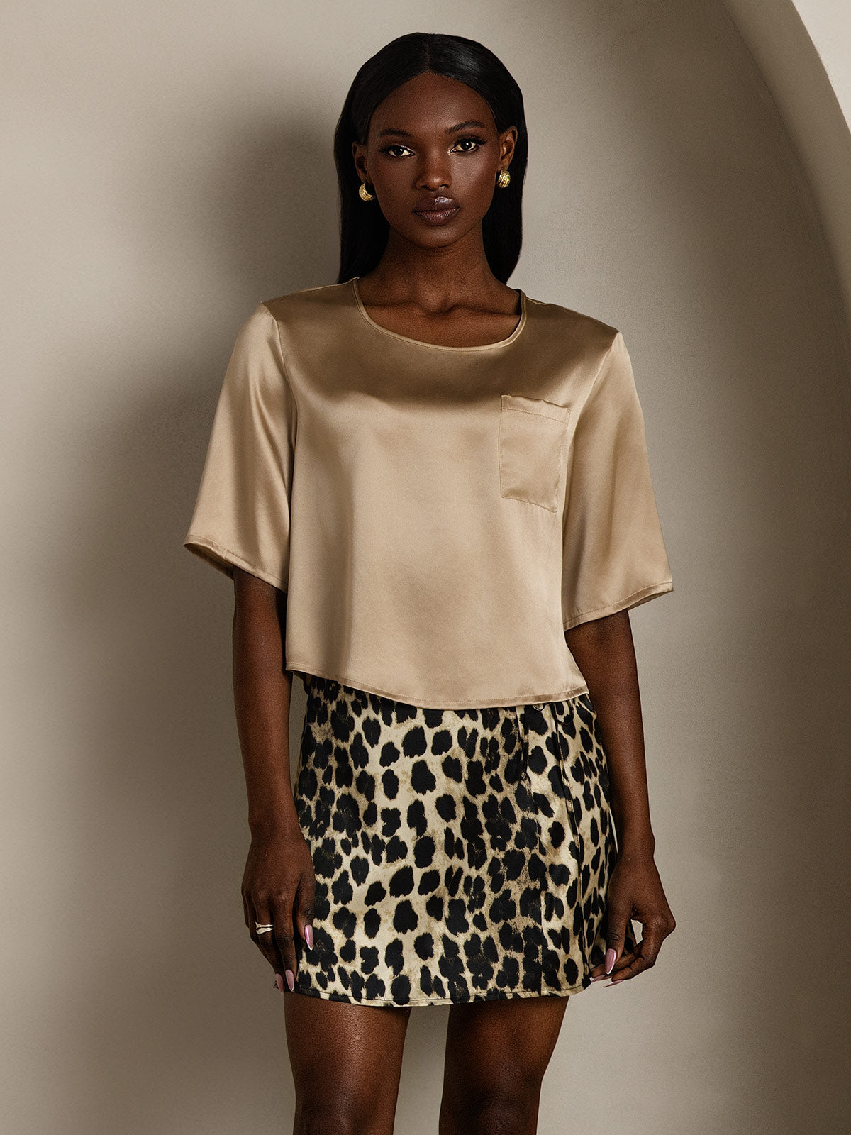 Pure Silk Casual Half Sleeve Women's Blouse T-Shirt