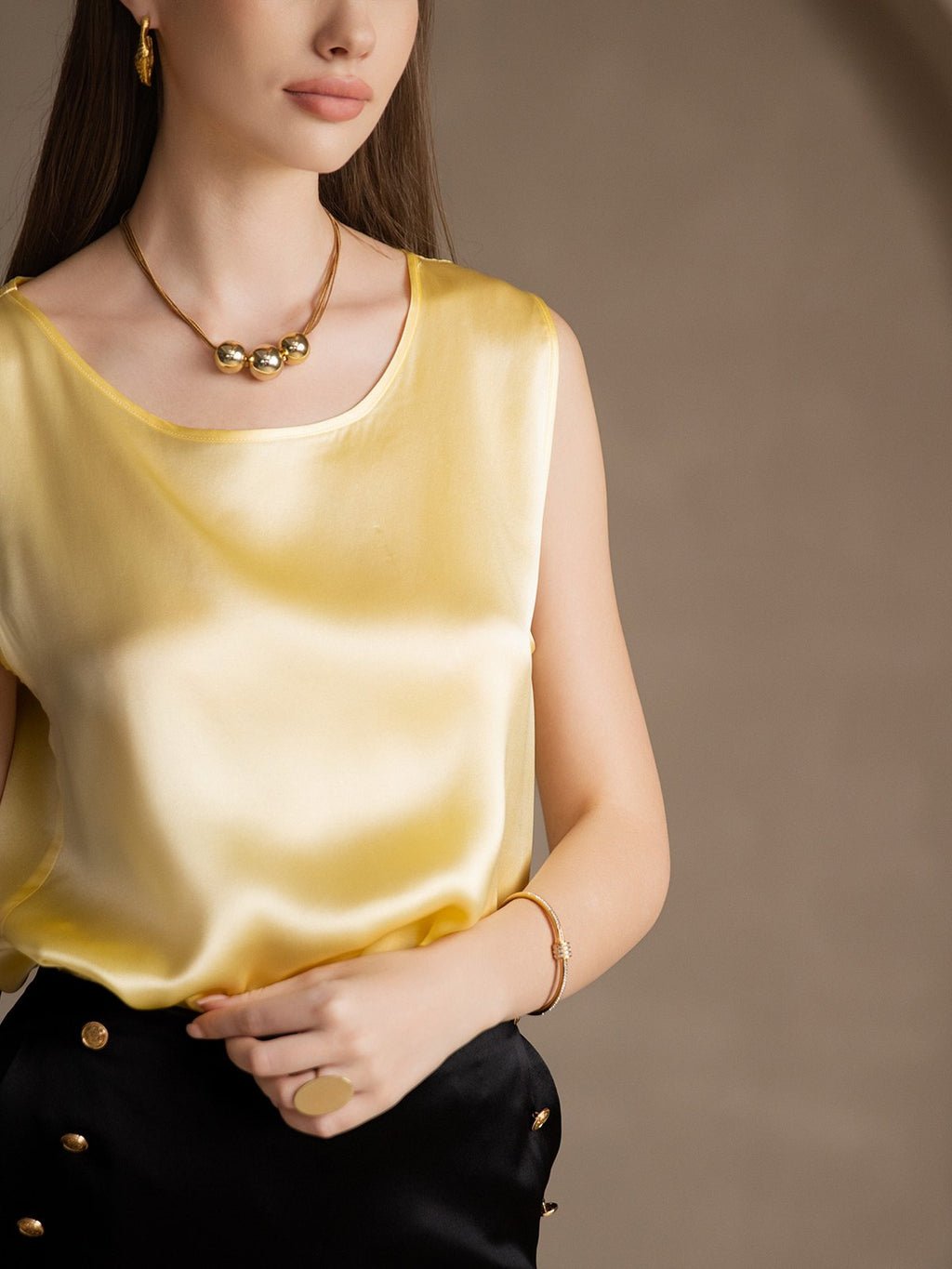 19Momme Silk Lounge Round Neck Tank Top