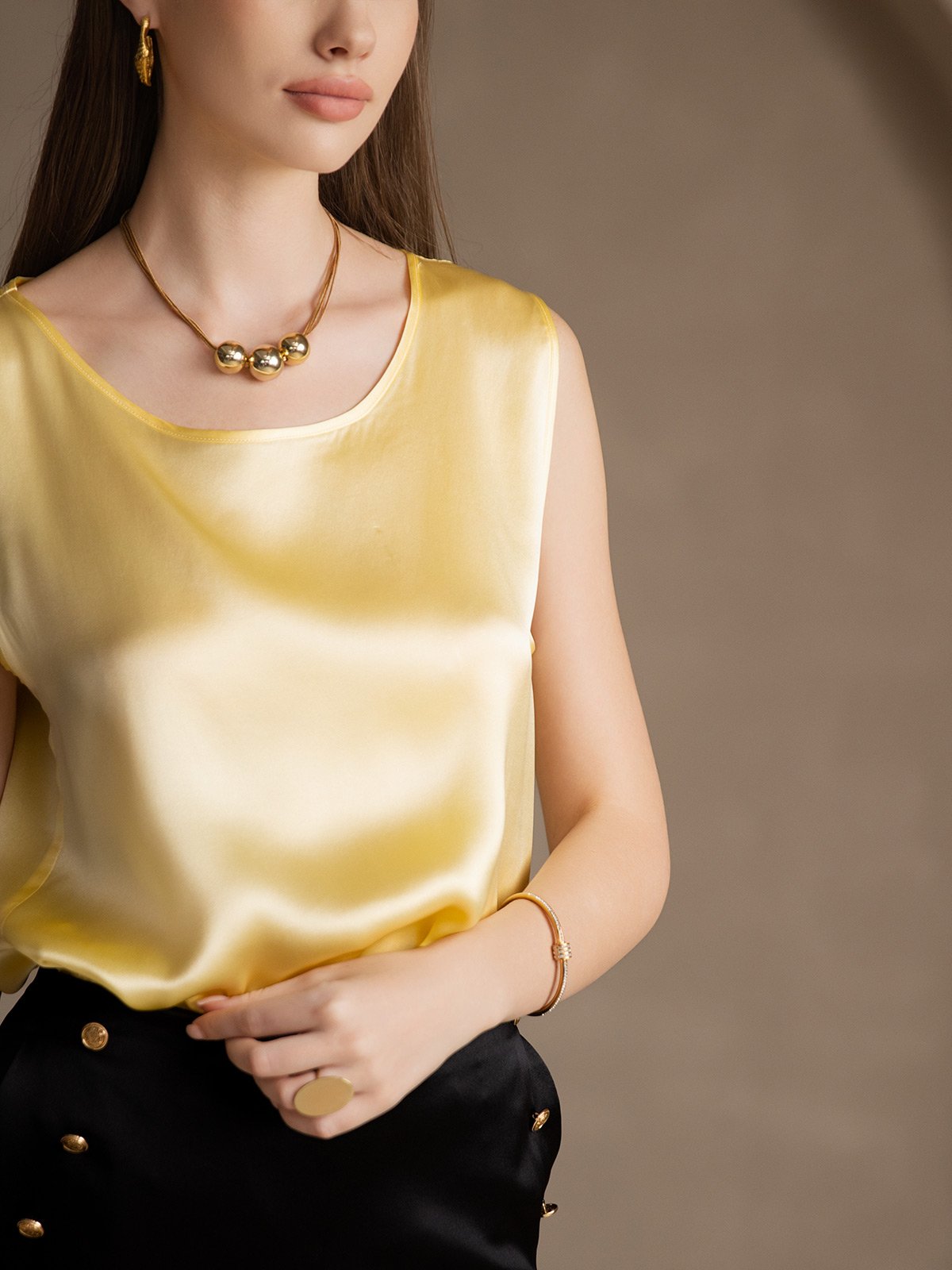 19Momme Silk Lounge Round Neck Tank Top