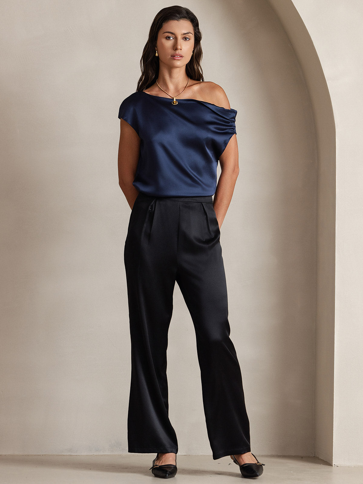 19Momme Silk Chic One-Shoulder Blouse