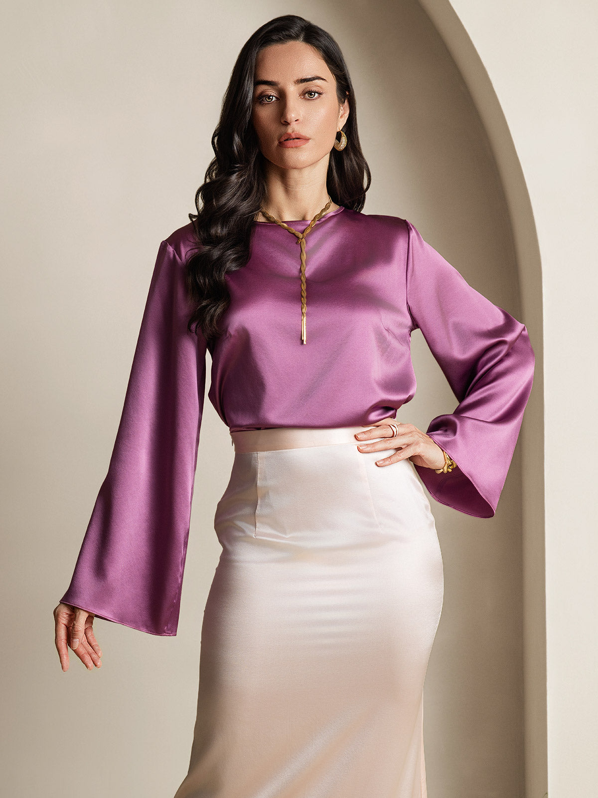 19Momme Silk Relaxed Long-sleeved Blouse
