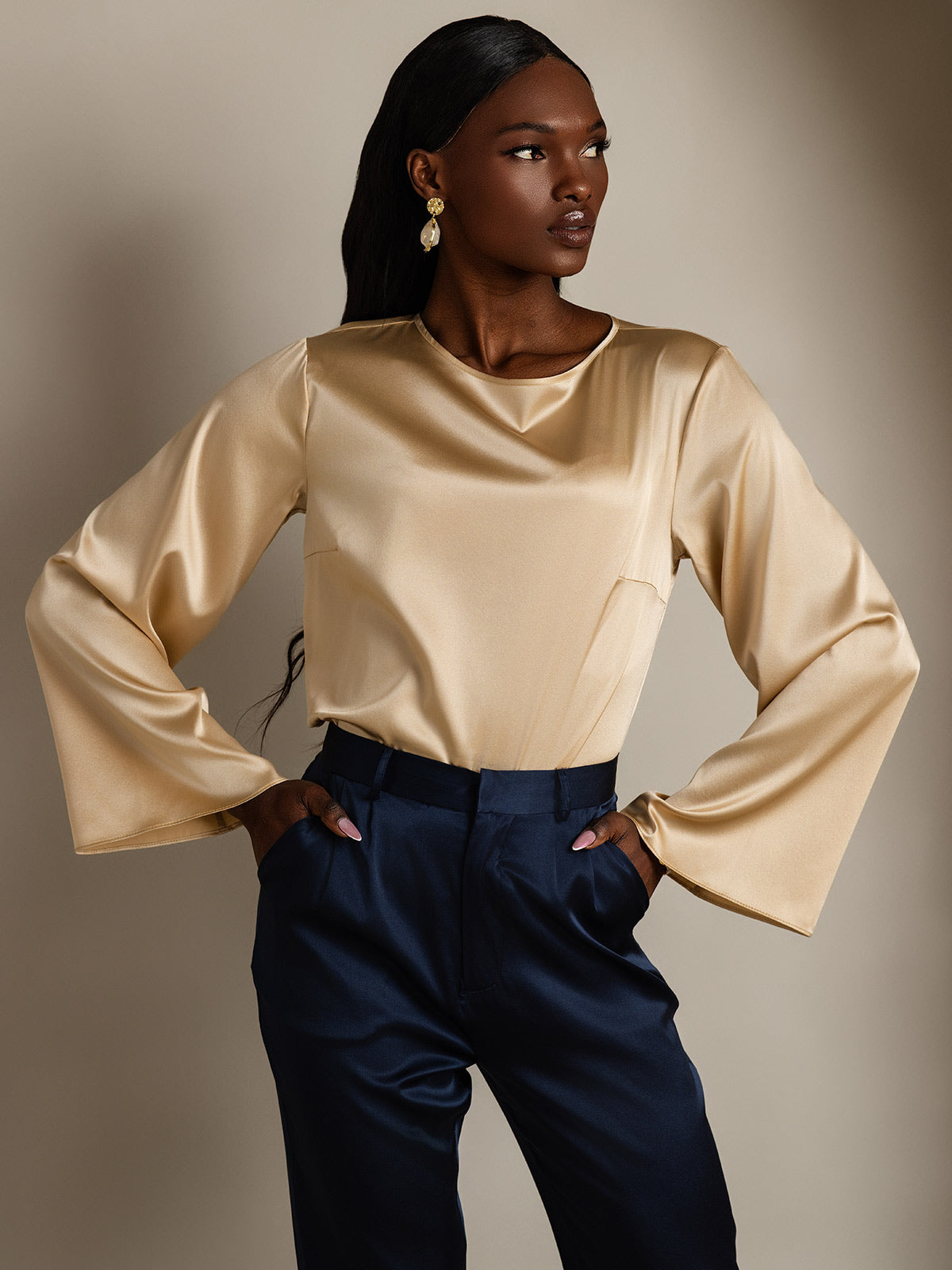 19Momme Silk Long-sleeved Blouse
