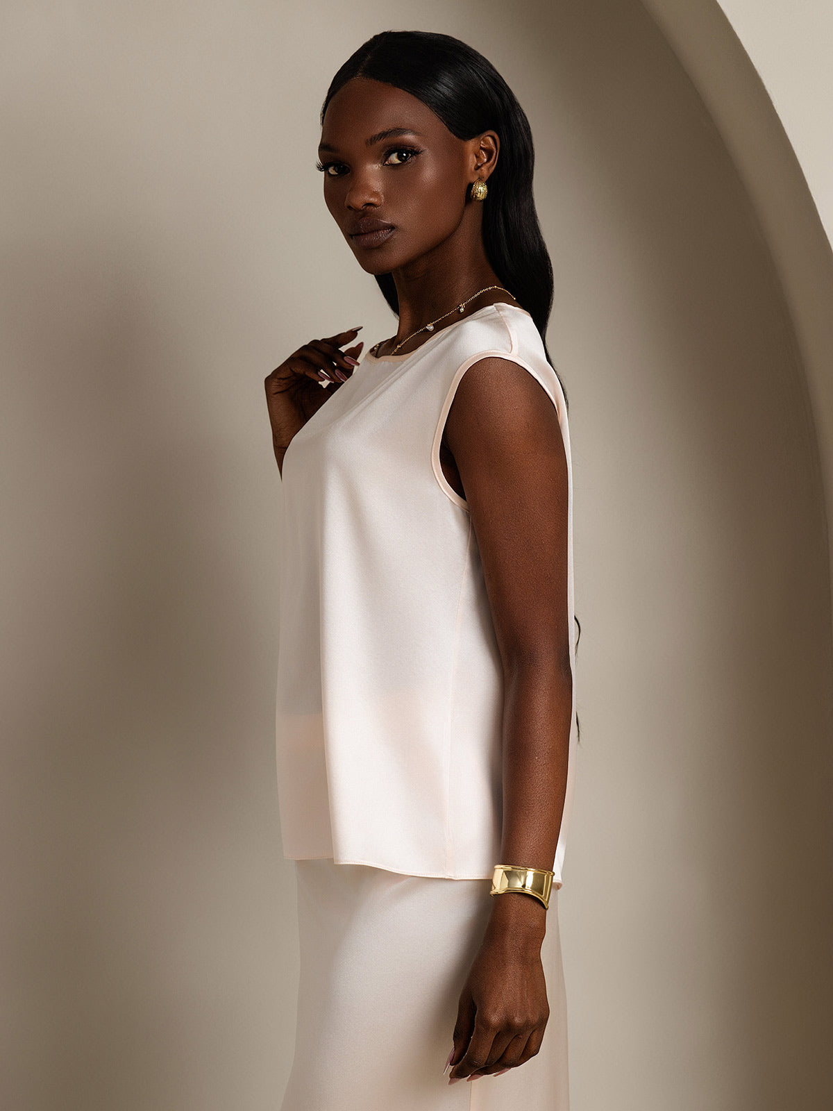 19Momme Silk Cap Sleeve Blouse
