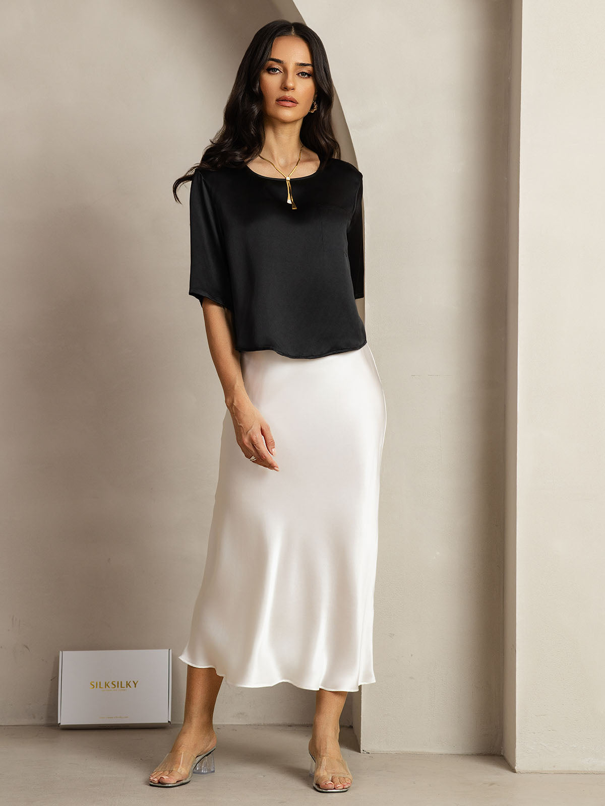 Pure Silk Casual Half Sleeve Women's Blouse T-Shirt