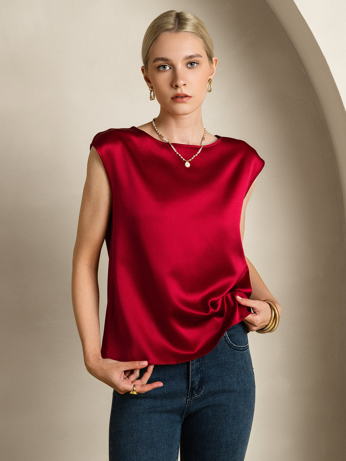 19Momme Silk Cap Sleeve Blouse