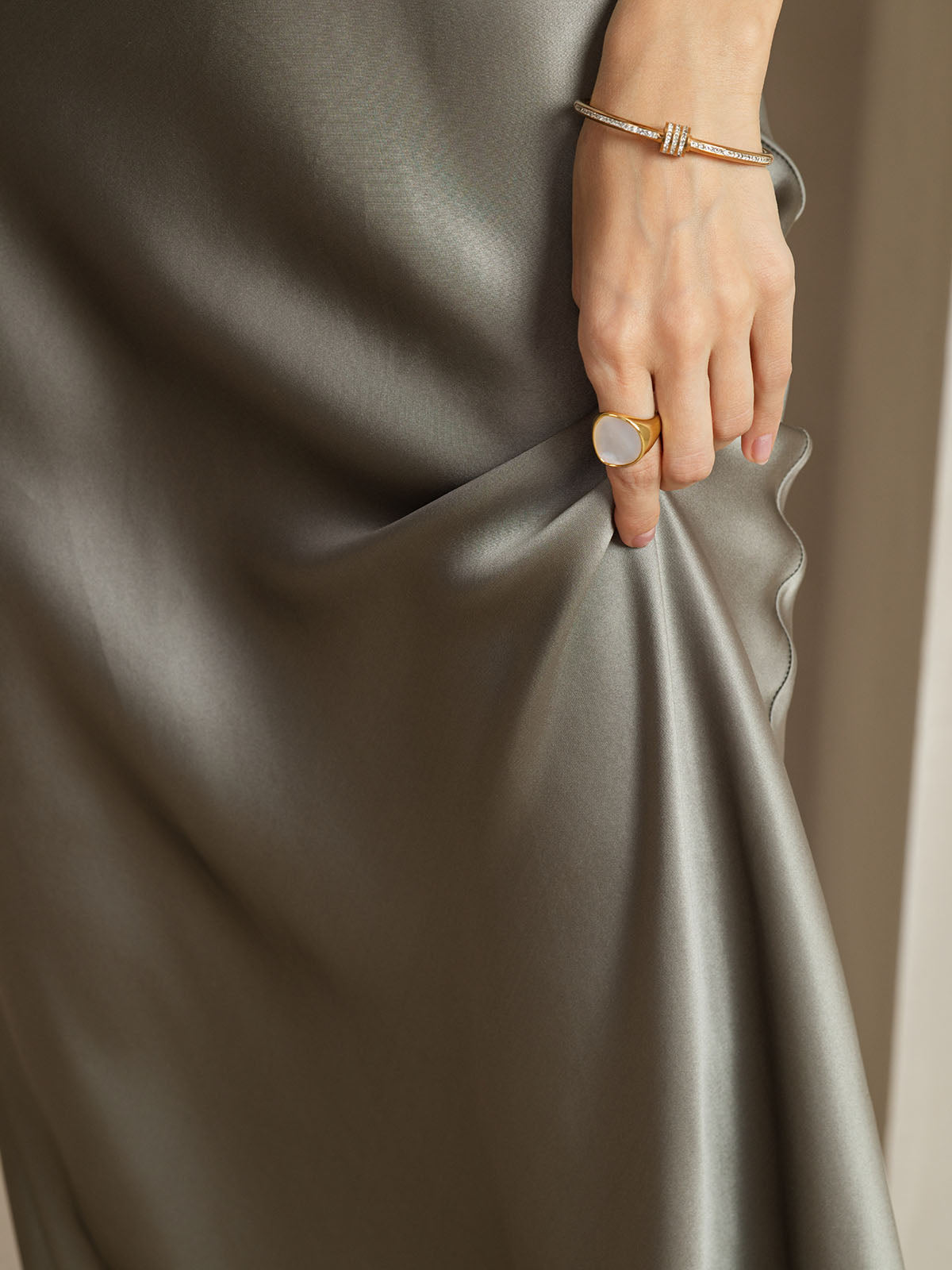 Pure Silk Wide Strap Sleeveless Long Dress