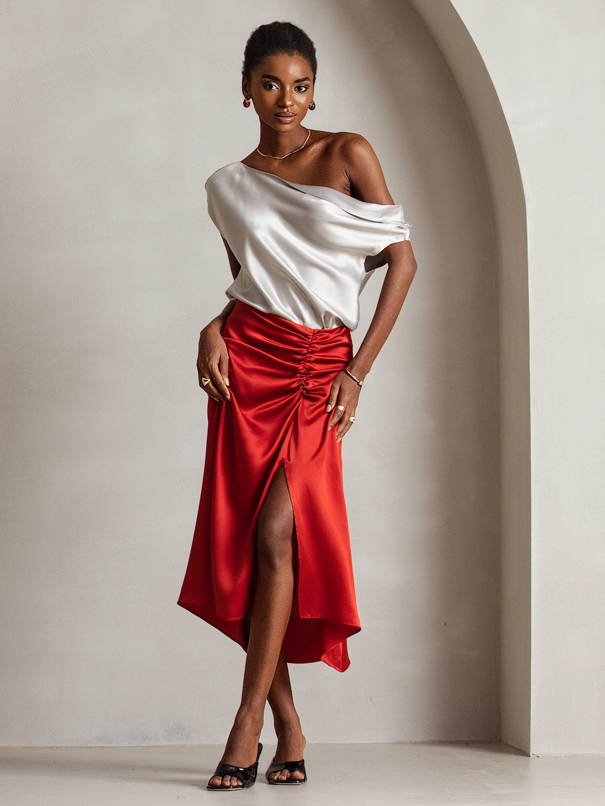 19Momme Silk Chic One-Shoulder Blouse