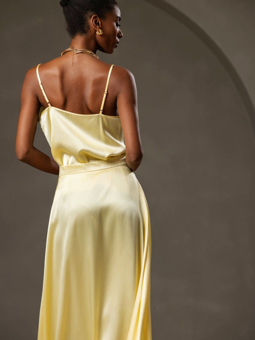 19Momme Silk Cowl Neck Spaghetti Strap Camisole Top